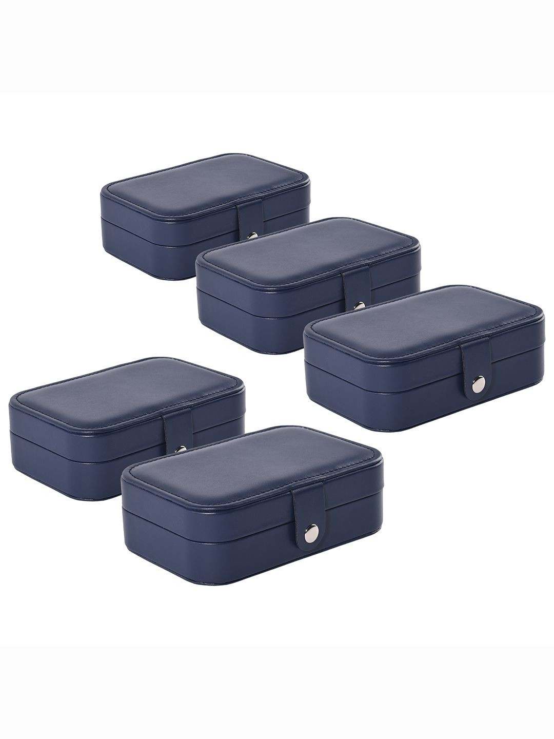 

Kuber Industries Navy Blue 5 Pieces Multi-Compartment Jewellery Box Organiser