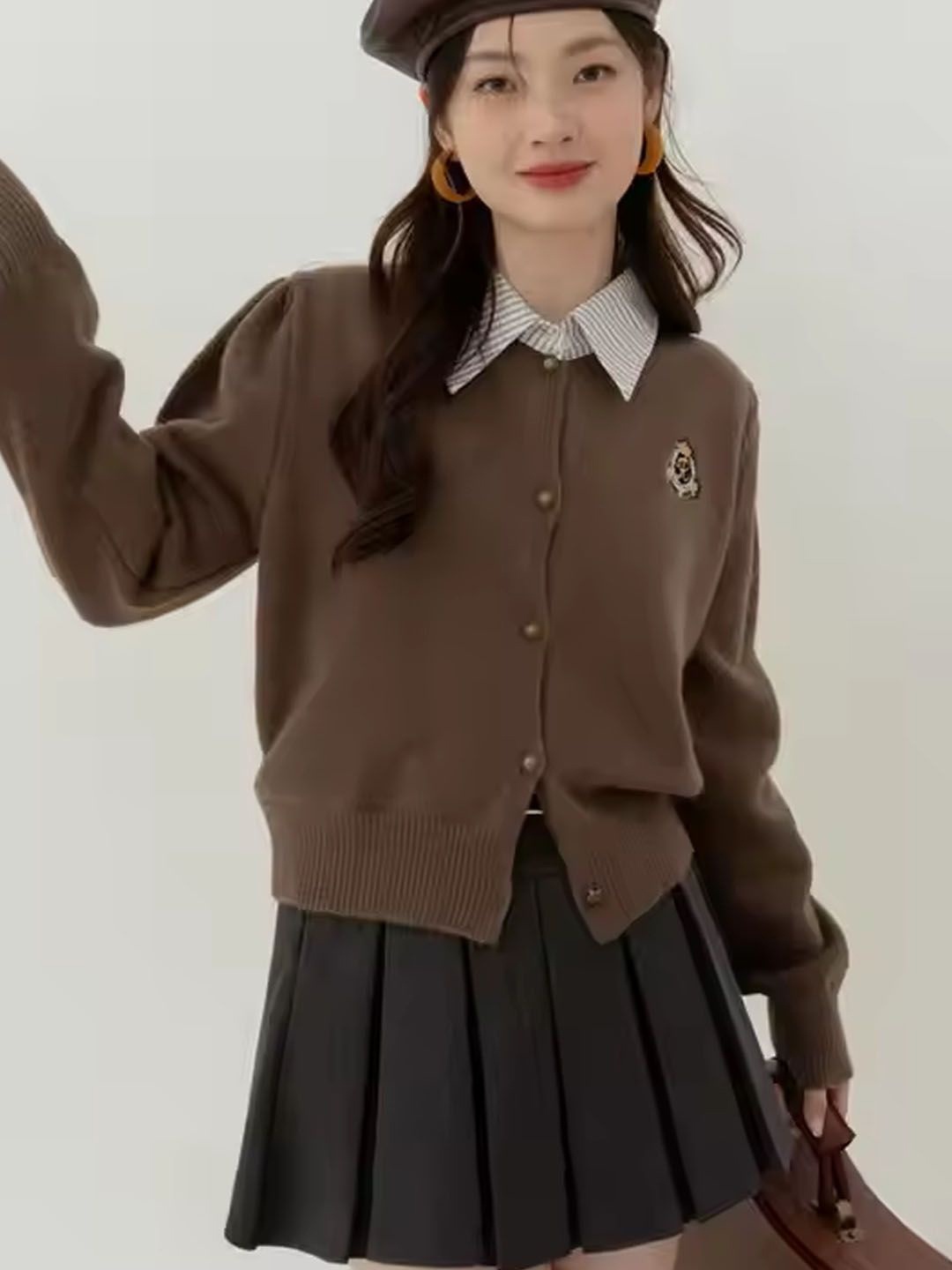 

StyleCast Women Woollen Cardigan, Coffee brown