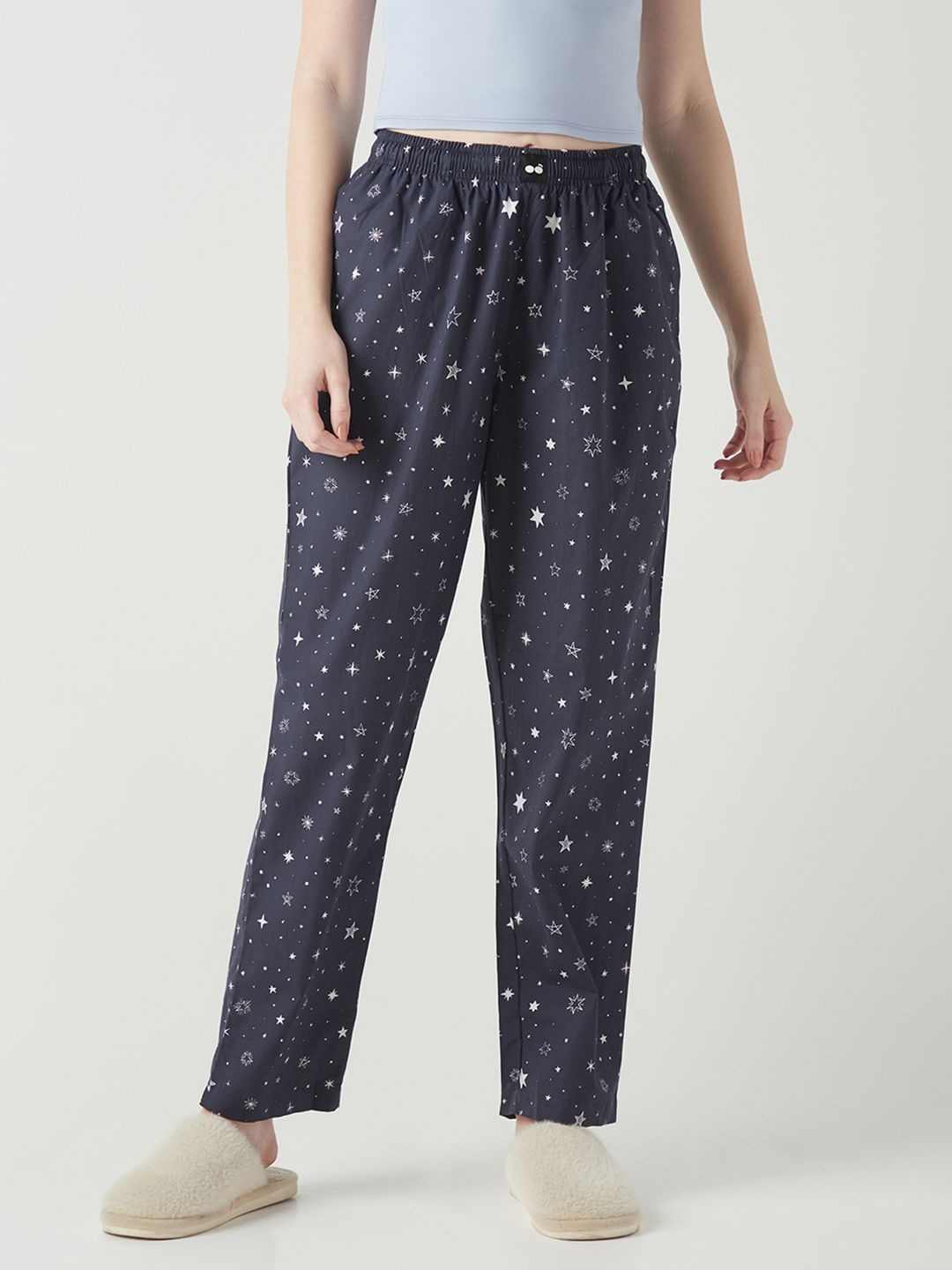 

Bewakoof All Over Printed Pure Cotton Lounge Pants, Blue