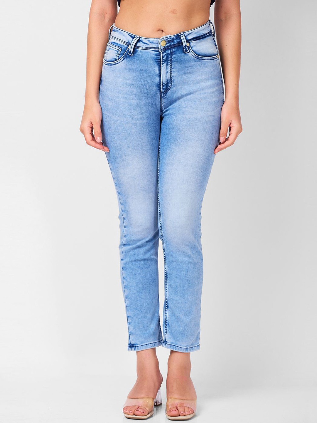 

IZEL Women Slim Fit Heavy Fade Stretchable Jeans, Blue