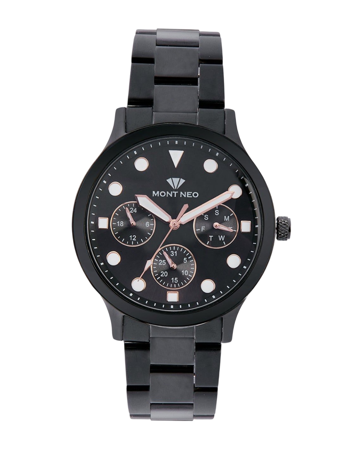 

MONT NEO Men Embellished Dial & Bracelet Style Straps Analogue Watch 8006M-M4404, Black