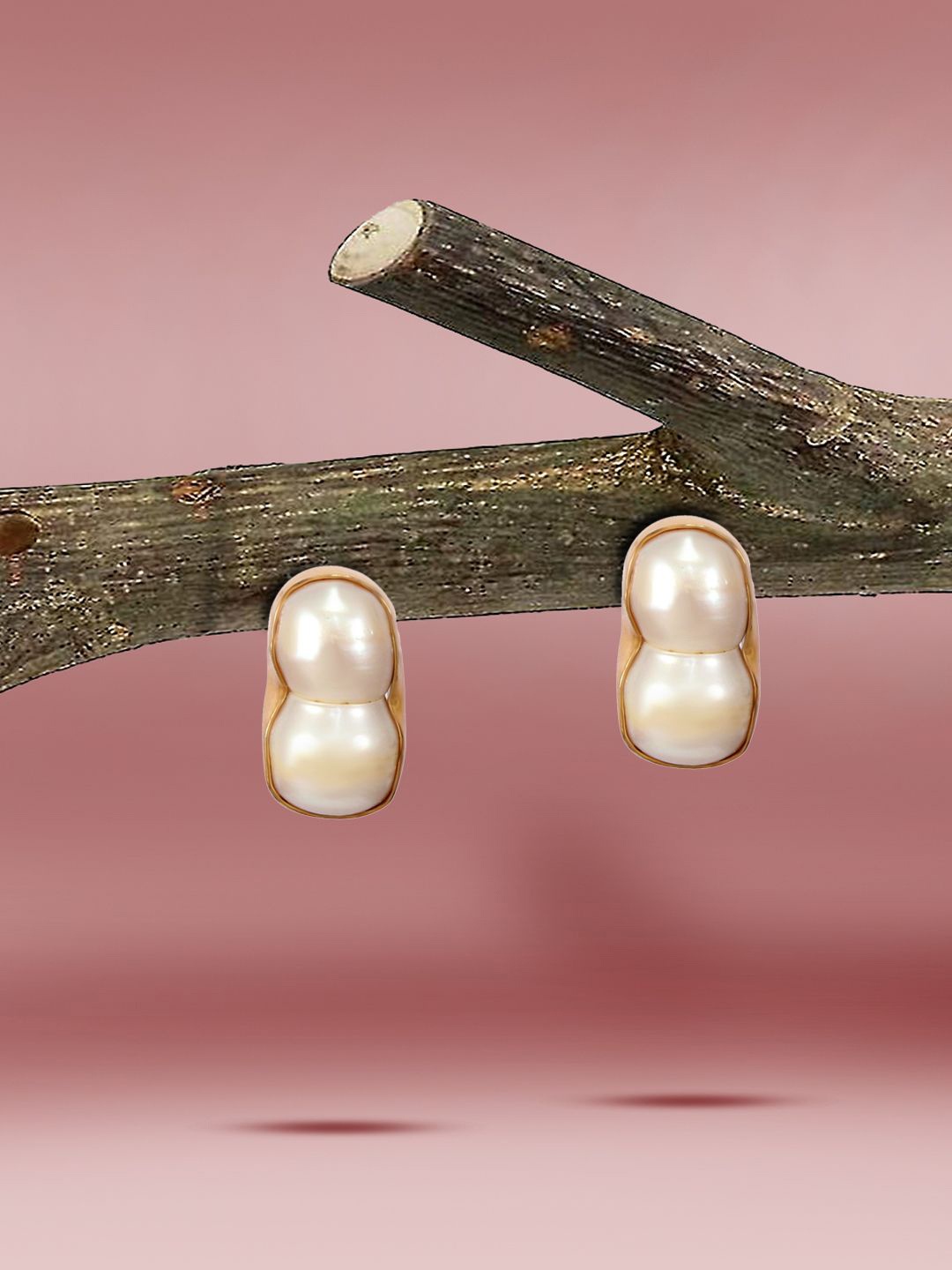 

Yinara Gold-Plated Contemporary Pearls Studded Drop Earrings, White