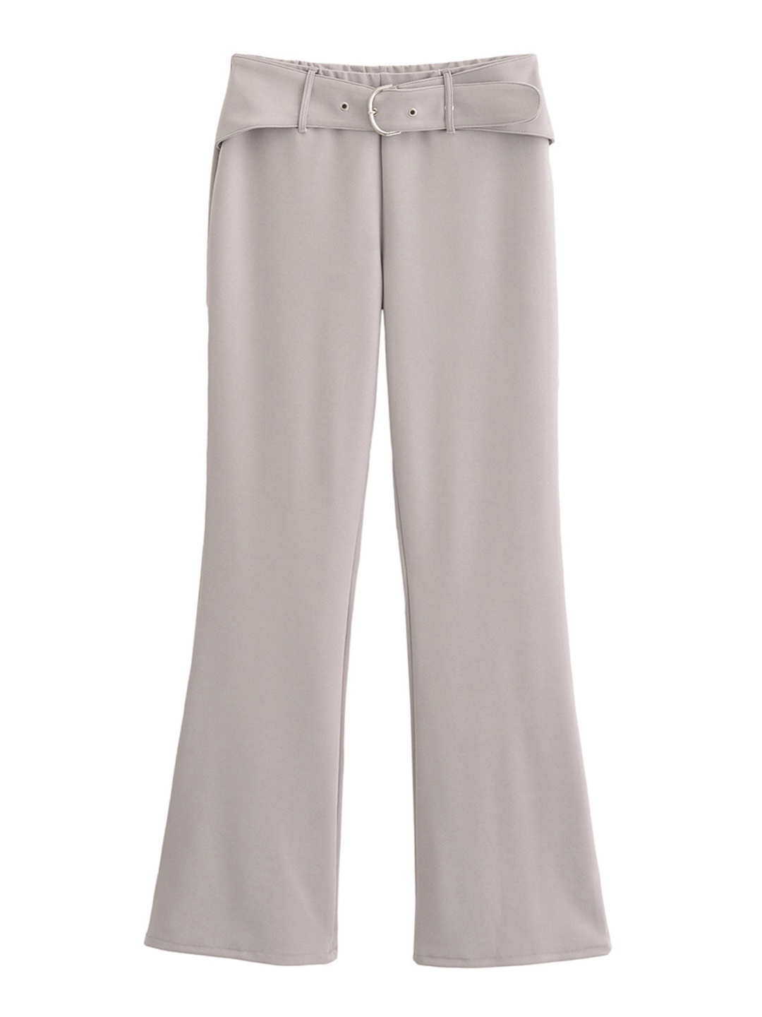 

LULU & SKY Women Flared High-Rise Trousers, Grey