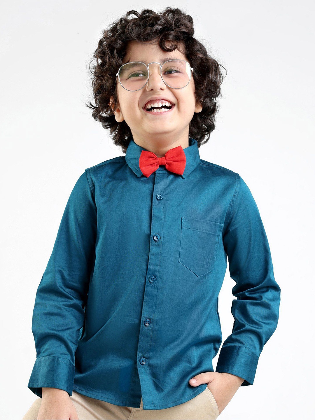 

Mark & Mia Boys Solid Casual Shirt With Bow, Blue