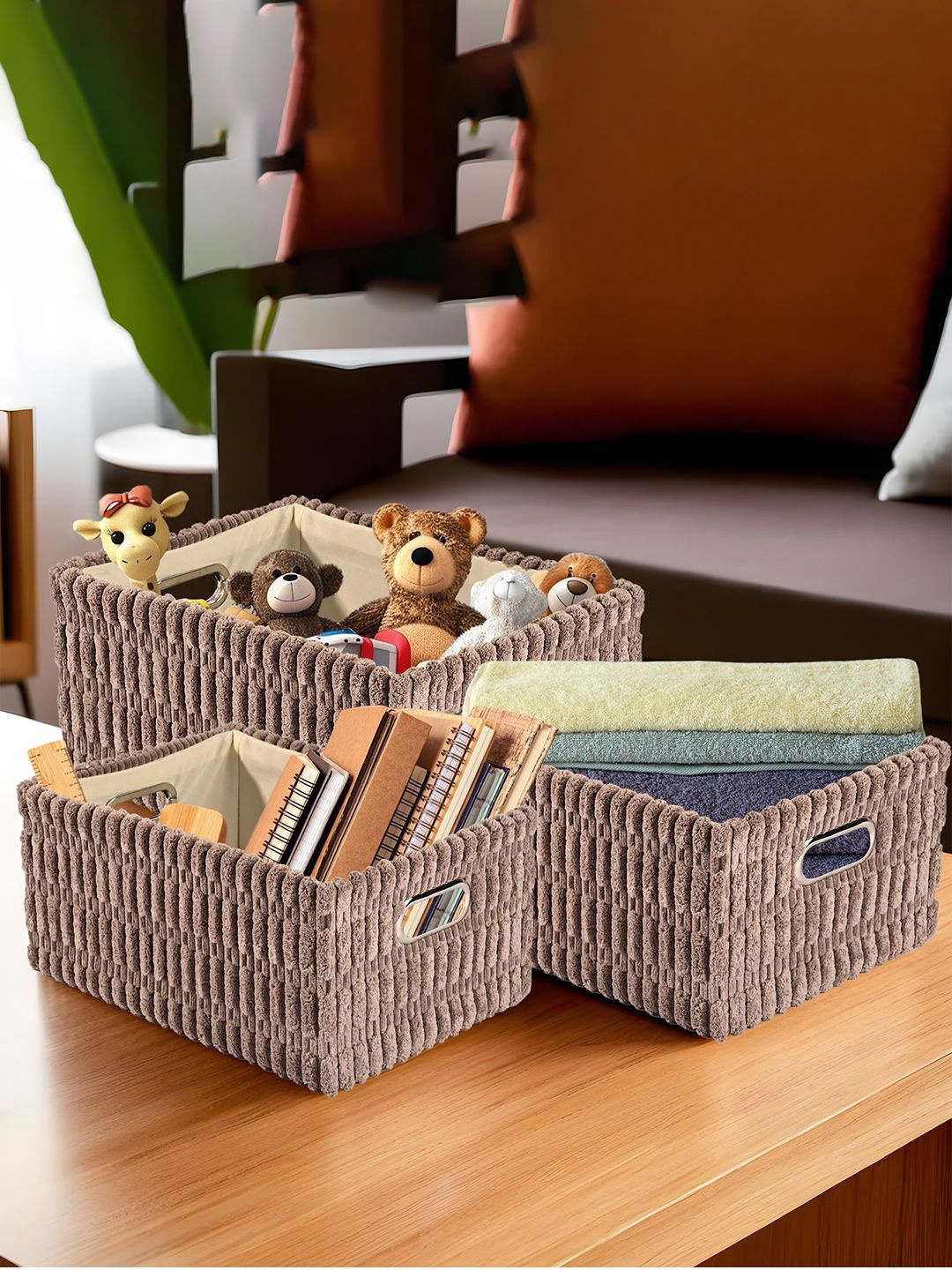 

Kuber Industries Coffee Brown 3 Pieces Regular Drawer Organisers