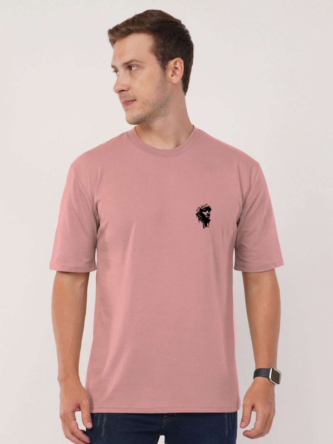 

AUSK Front & Back Printed Half Sleeve Round Neck Tshirt, Peach