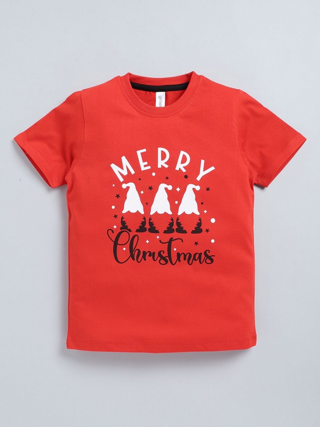 

Ginie Boys Typography Printed Cotton T-shirt, Red