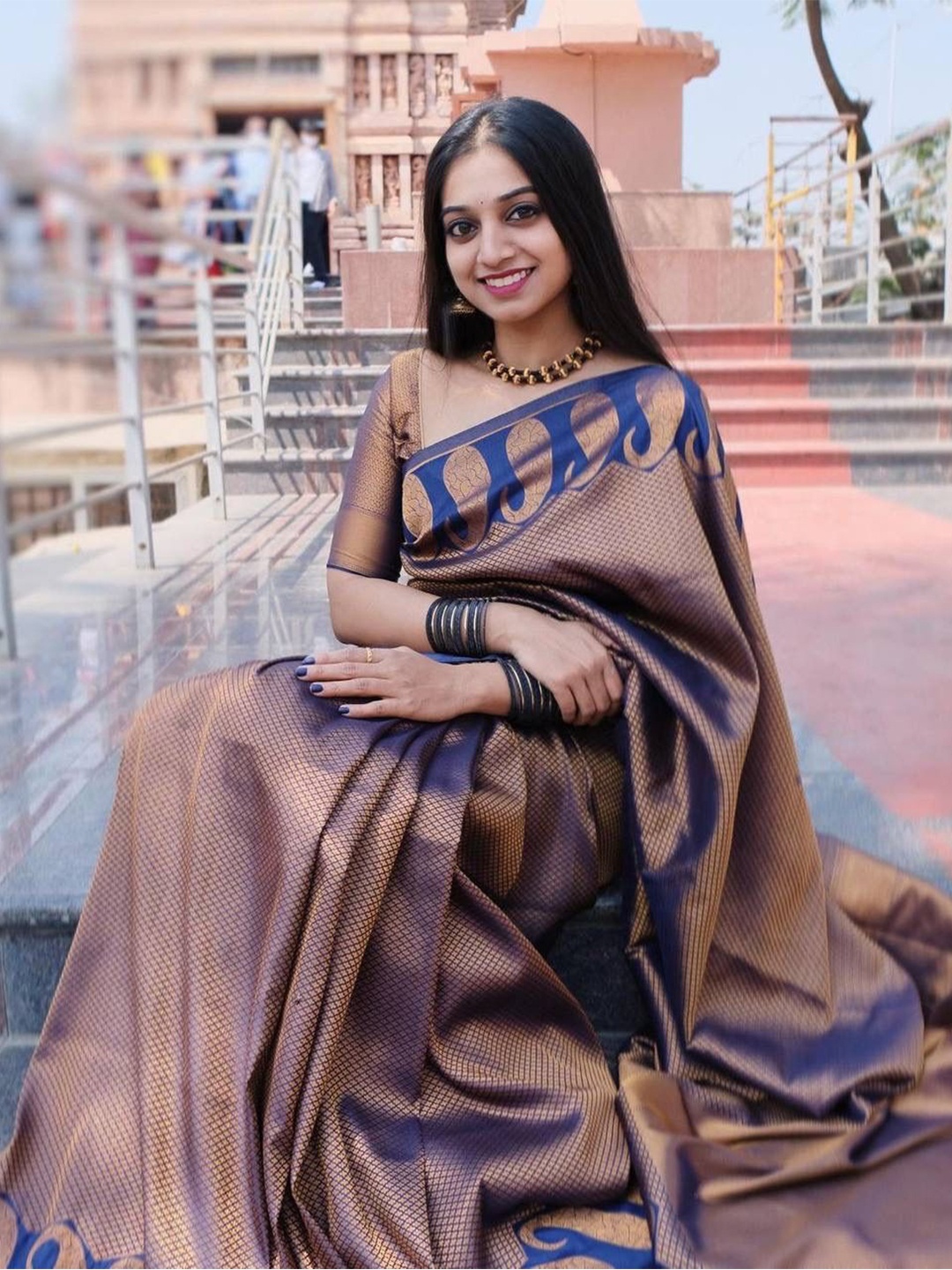 

Visit Wear Woven Design Zari Pure Silk Banarasi Saree, Copper