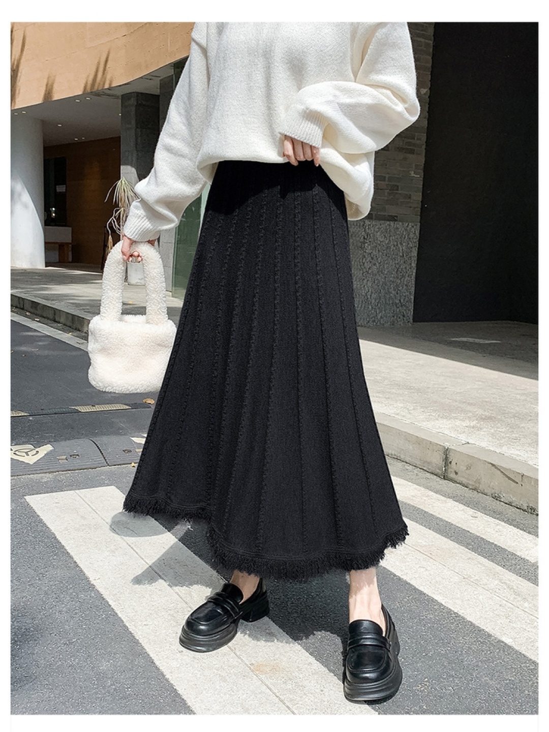 

LULU & SKY Women Flared Midi Skirt, Black