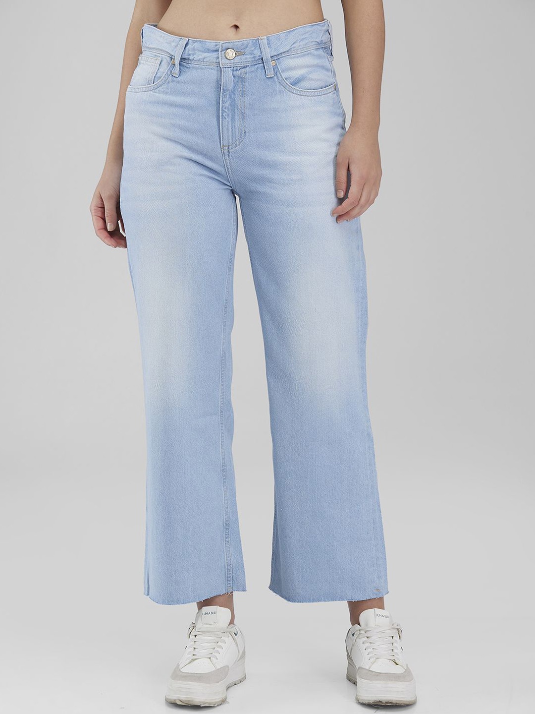 

IZEL Women Wide Leg Heavy Fade Jeans, Blue