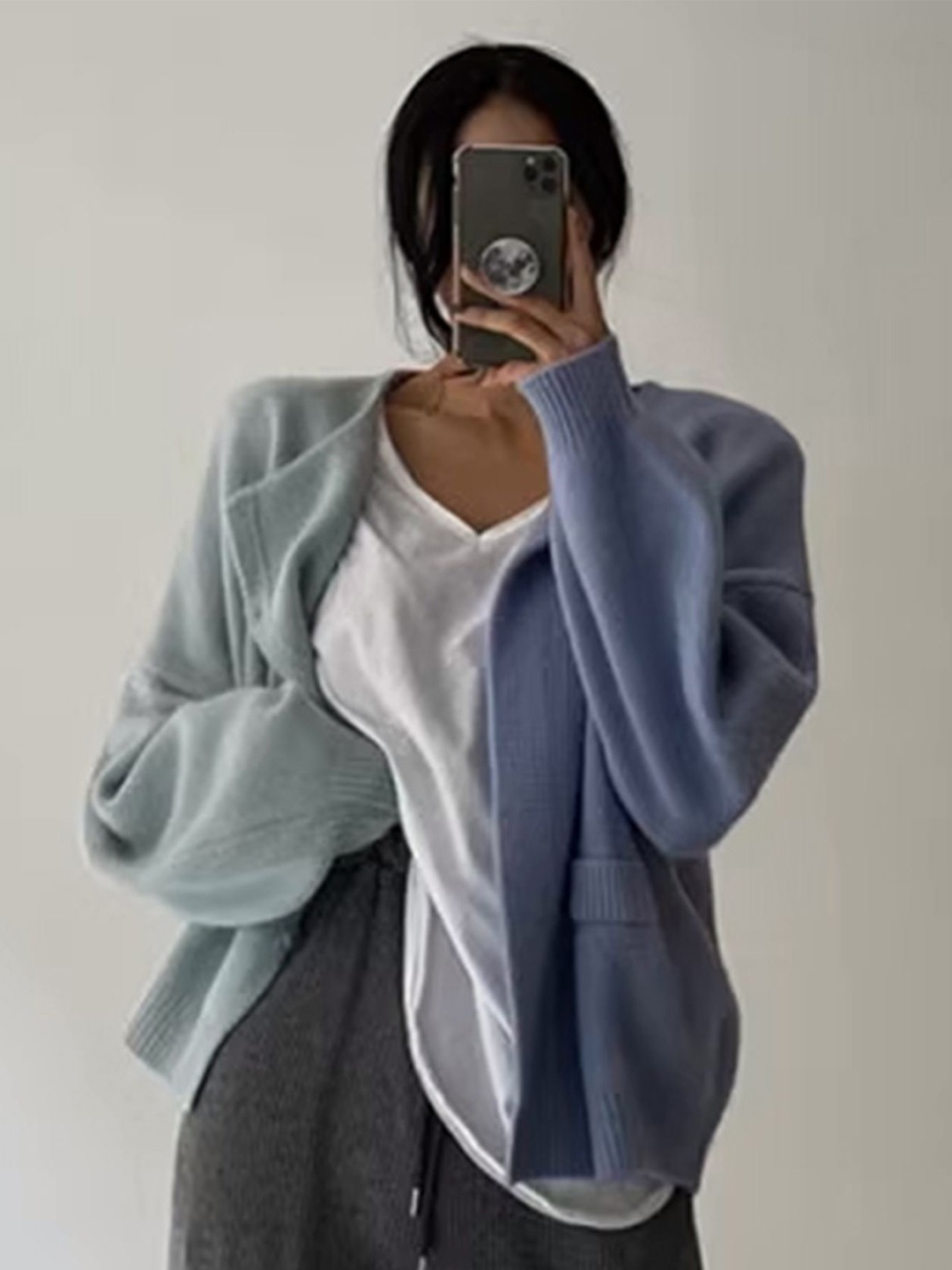 

LULU & SKY Women Colourblocked Cardigan, Blue