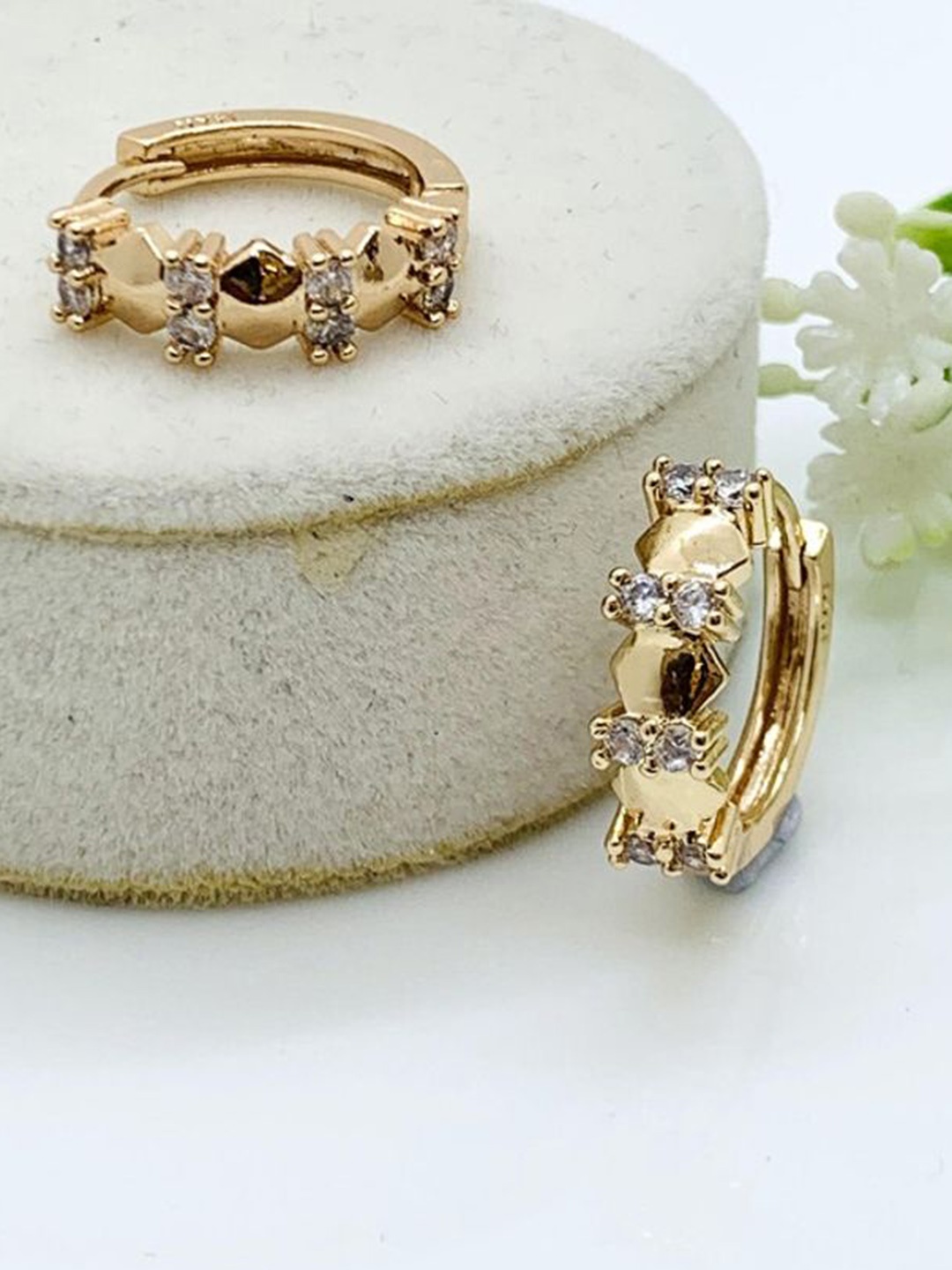

Wynona Gold-Plated Contemporary AD Hoop Earrings