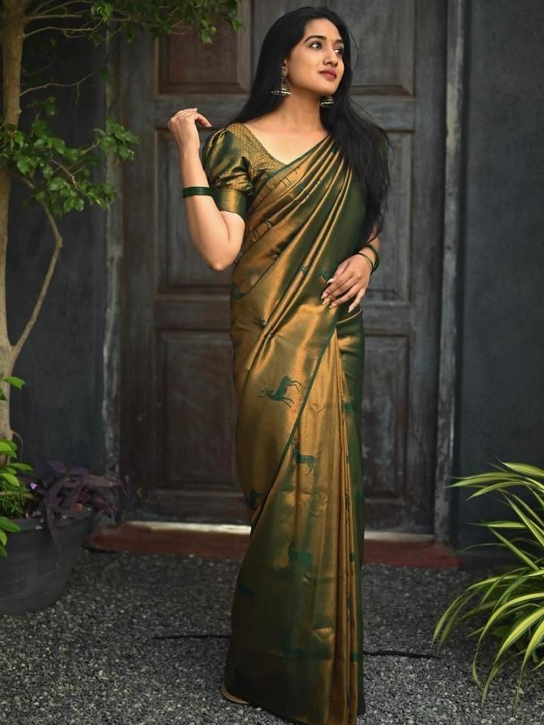 

Visit Wear Woven Design Pure Silk Banarasi Saree, Green