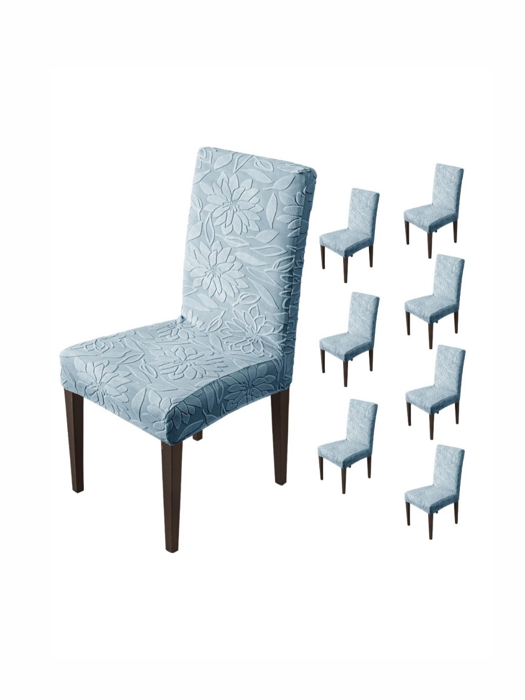 

HOUSE OF QUIRK Blue Pieces 8 Pieces Floral Dining Chair Covers