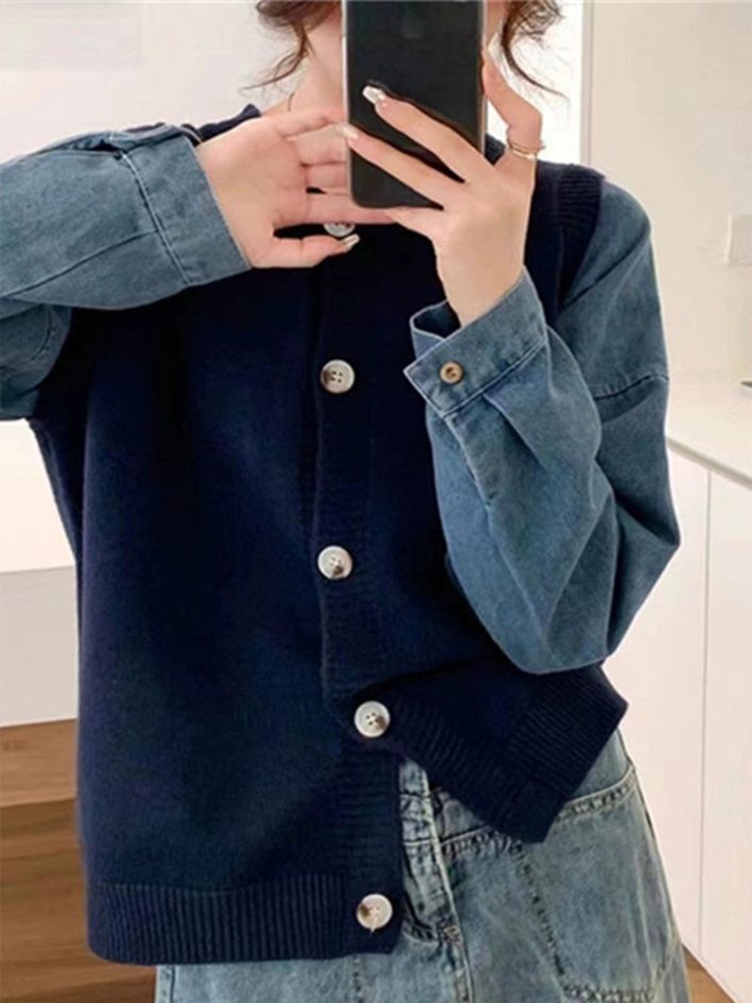 

LULU & SKY Women Sleeveless Cardigan, Navy blue