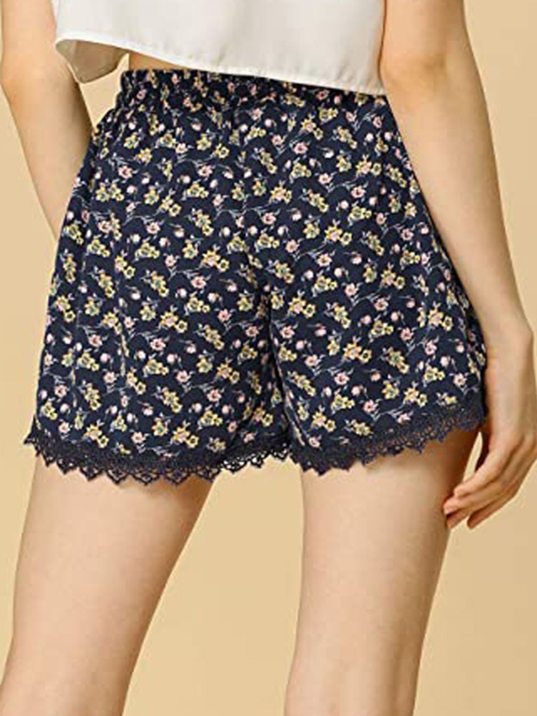 

LULU & SKY Women Printed Beach Shorts, Navy blue