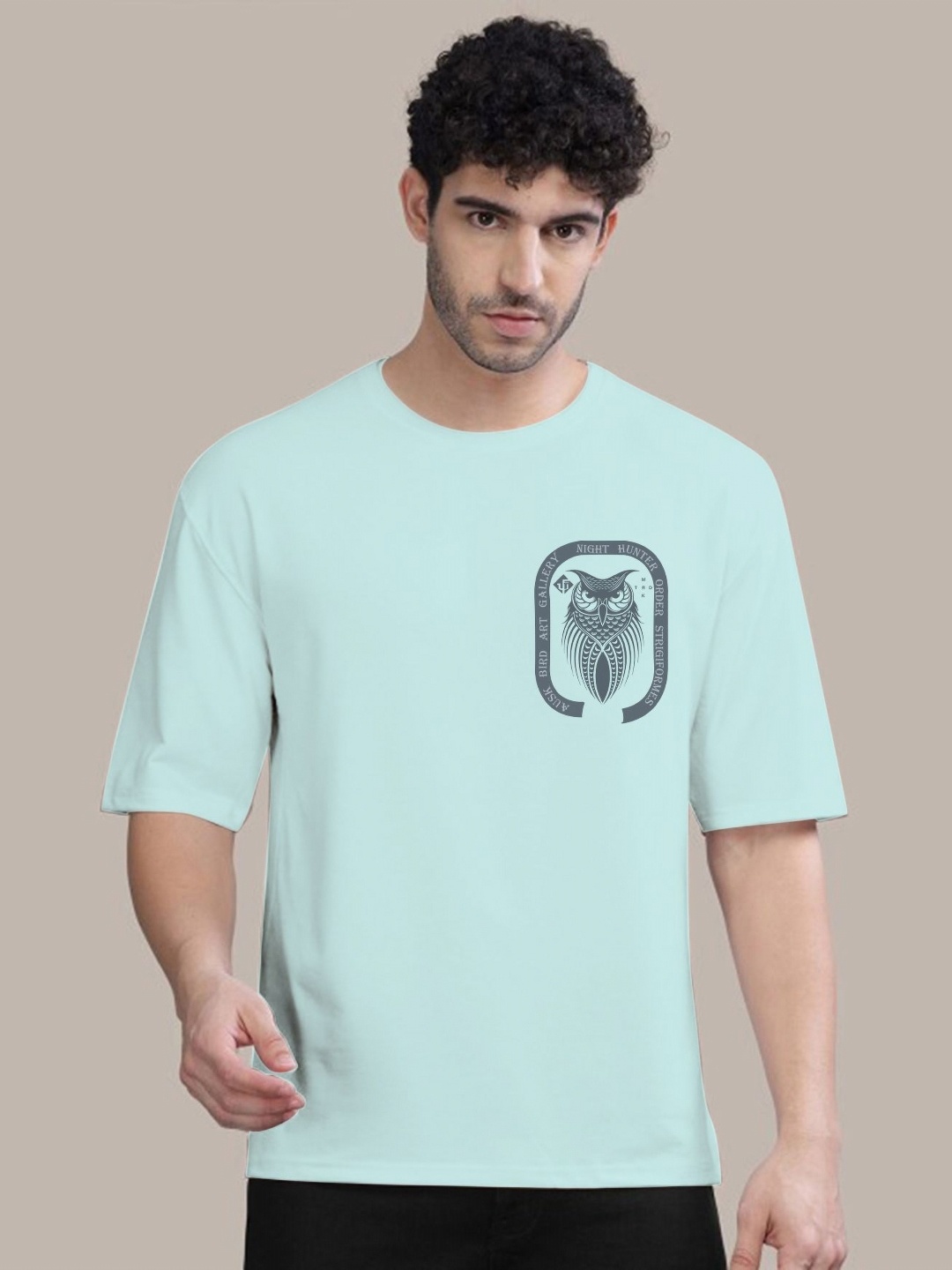 

AUSK Men Graphic Printed Oversized Cotton T-shirt, Sea green