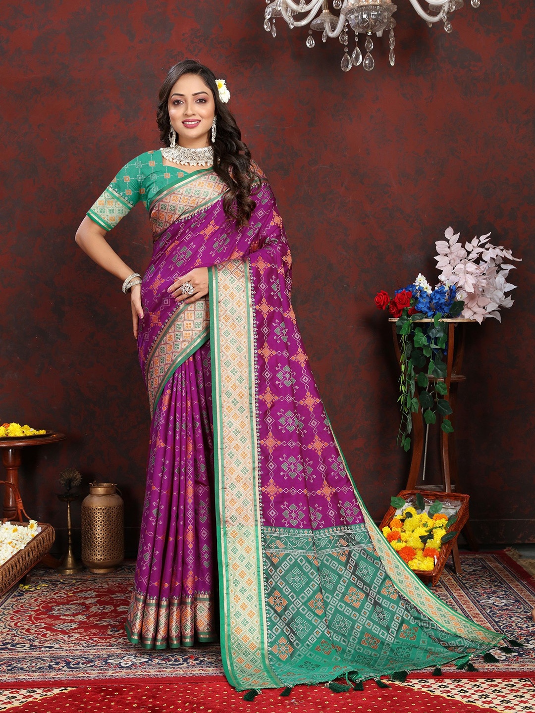

Anaita Woven Design Zari Patola Saree, Purple