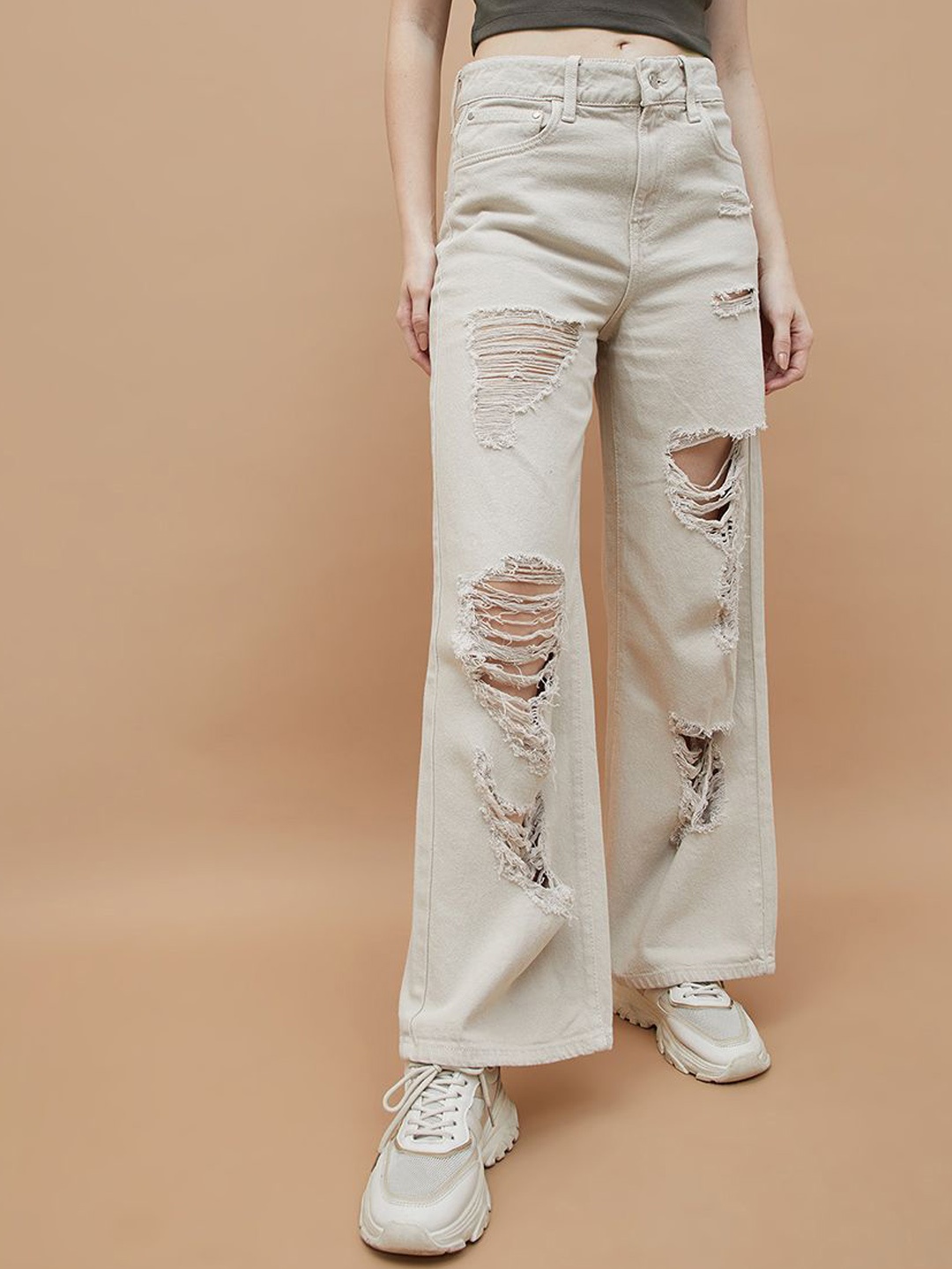 

Ginger by Lifestyle Women Cotton Regular Fit Jeans, Off white