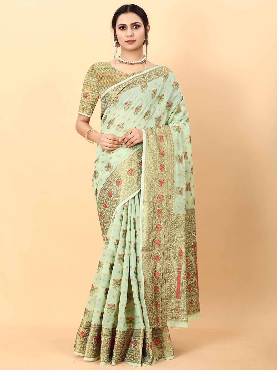 

Anaita Woven Design Zari Saree, Green