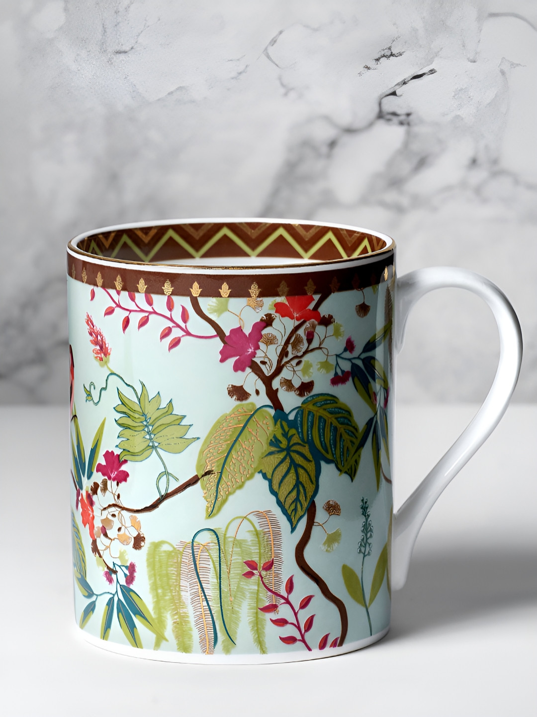 

India Circus Swing Green & Pink 2 Pieces 22K Gold Plating Ceramic Mugs 350ml