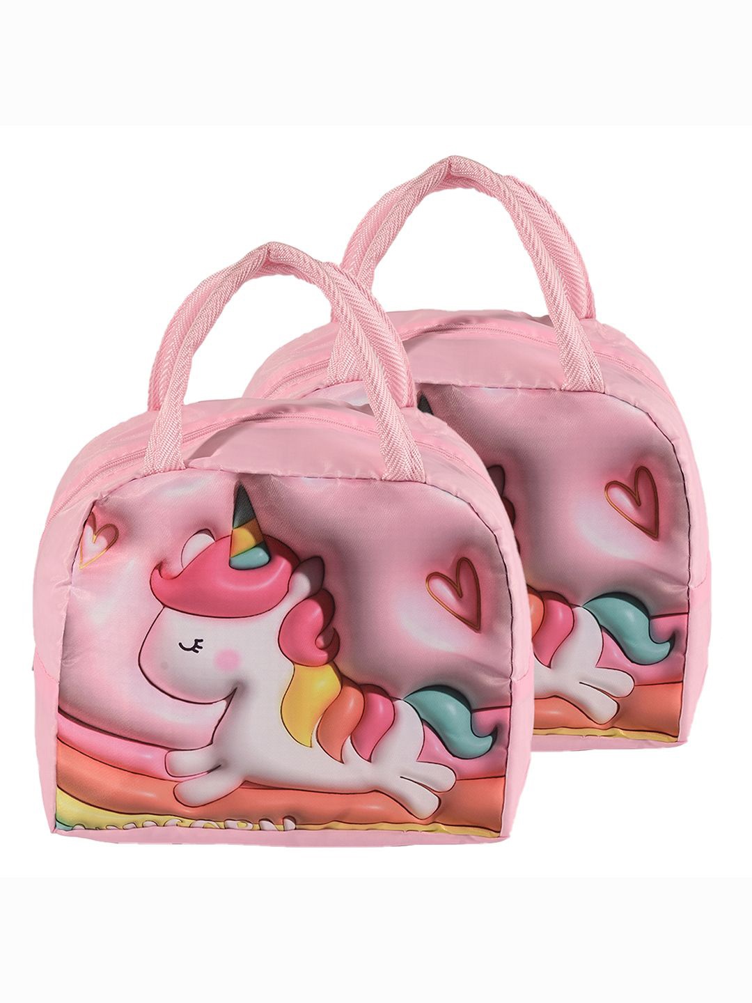 

Kuber Industries Kids Set of 2 Unicorn Printed Lunch bags Travel Accessory, Pink