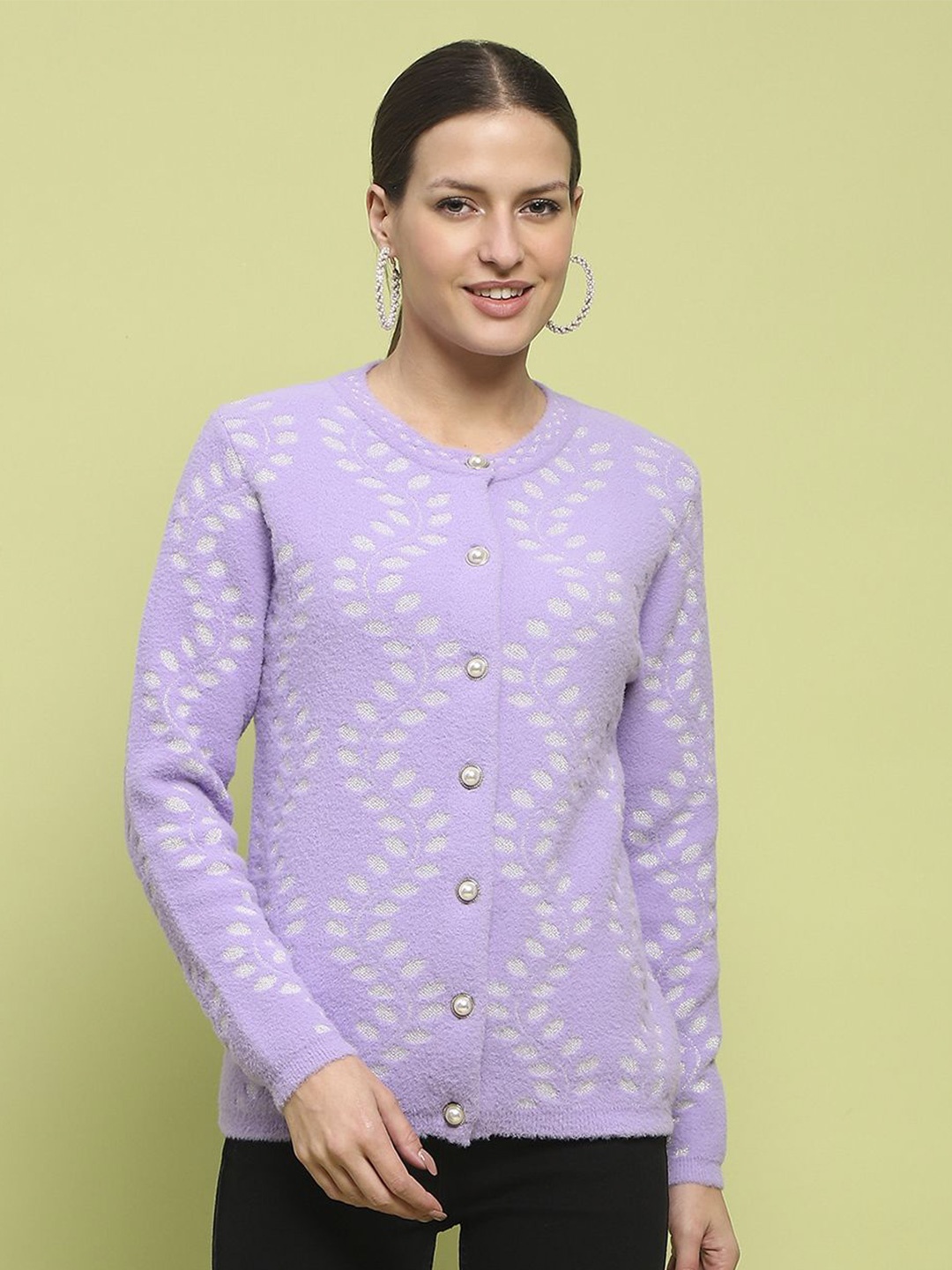 

Madame Women Floral Cardigan, Purple