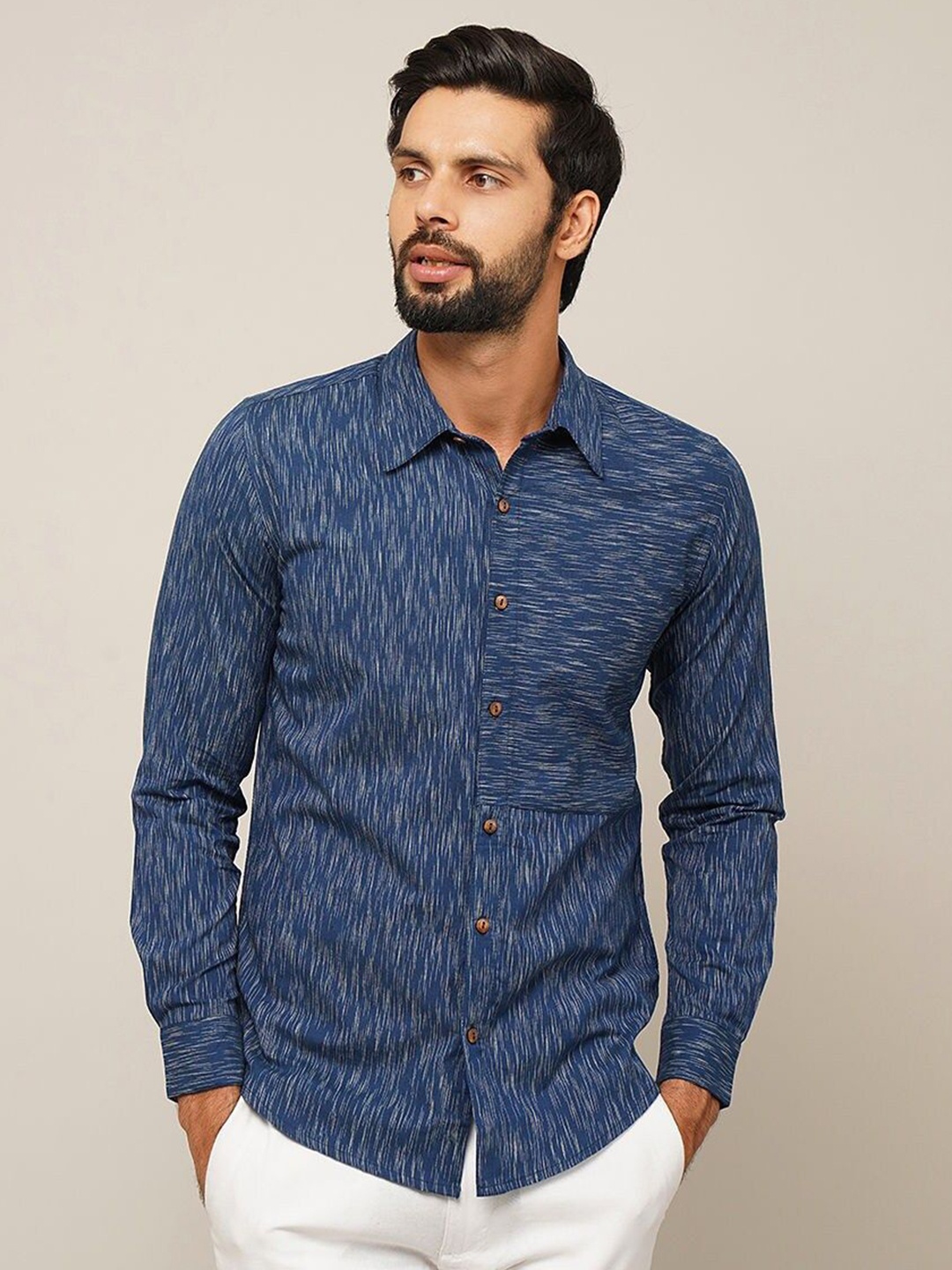 

JAYPORE Men Standard Opaque Abstract Printed Cotton Casual Shirt, Blue