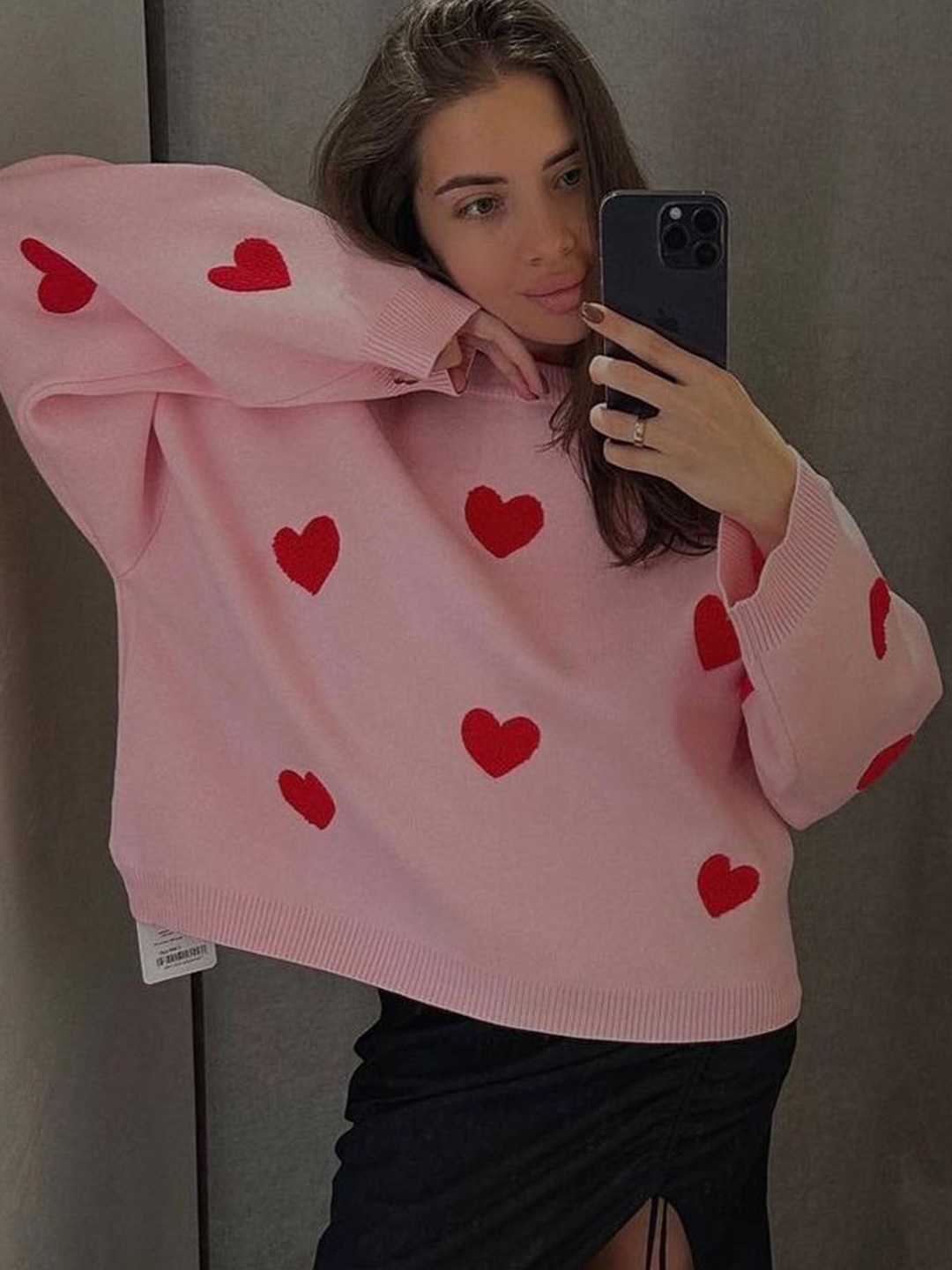 

LULU & SKY Women Self Design Pullover Sweater, Pink