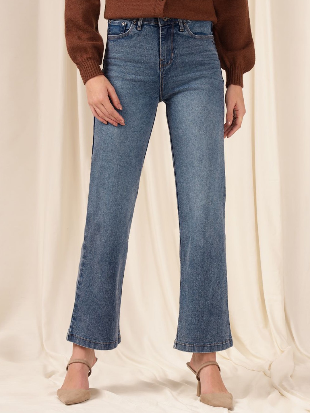 

Xpose Women Comfort Wide Leg High-Rise Stretchable Jeans, Blue
