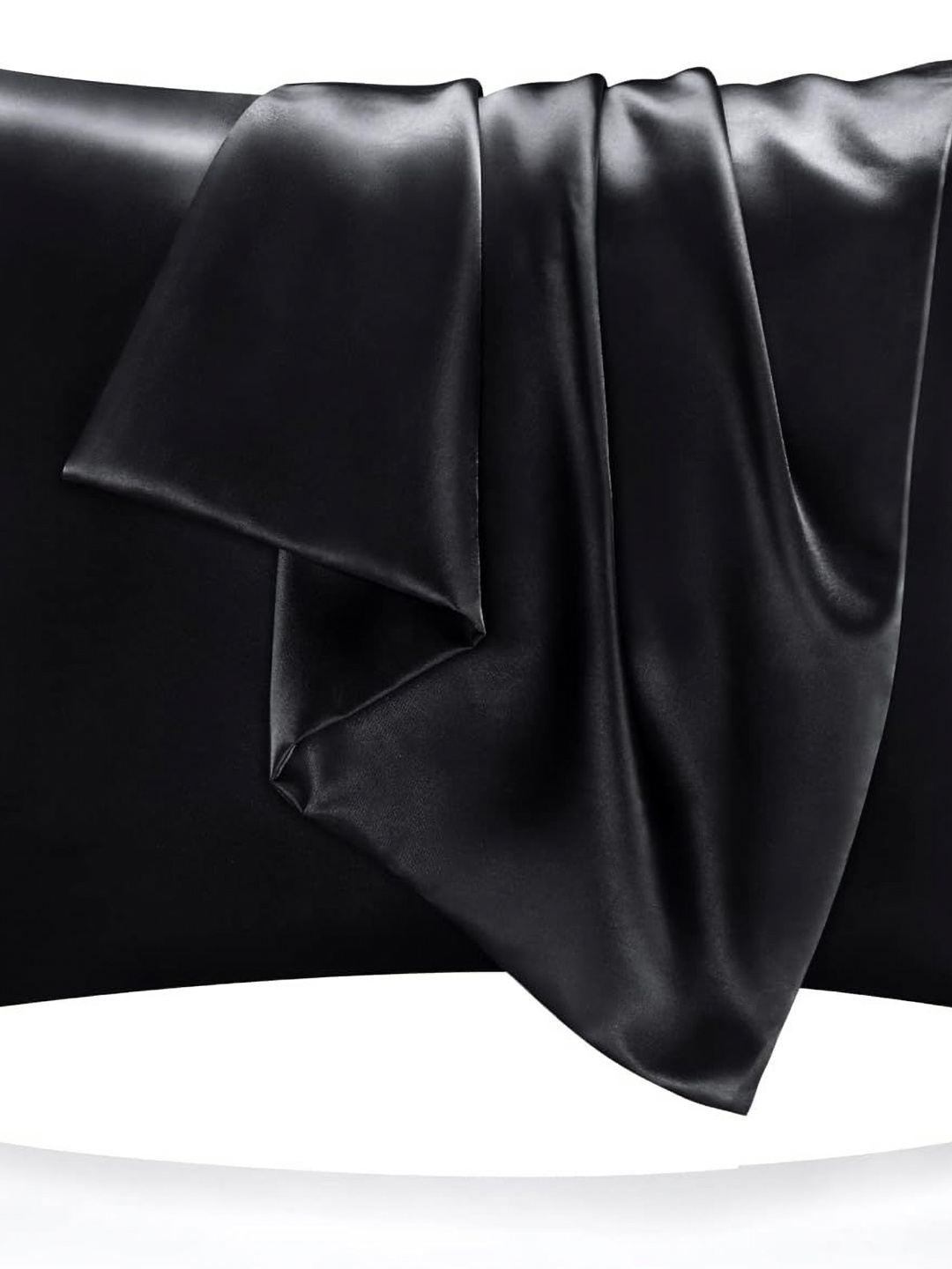 

DEHMAN Black 2 Pieces Pure Silk Rectangle Pillow Covers
