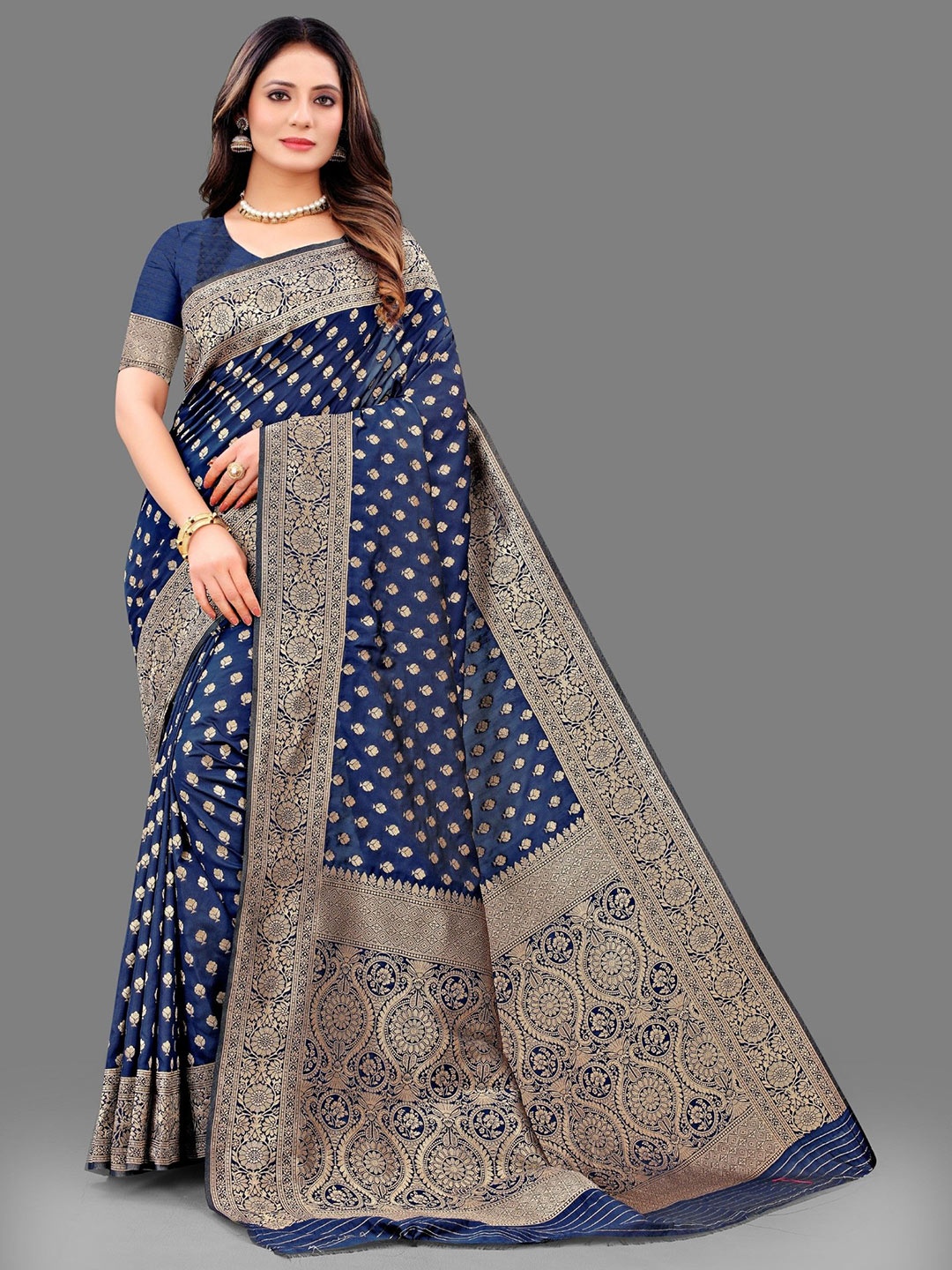 

Anaita Woven Design Zari Banarasi Saree, Navy blue
