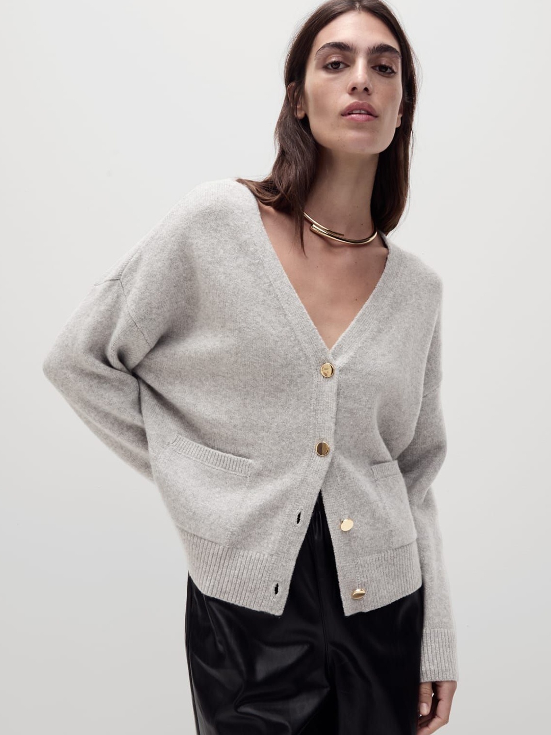 

Marks & Spencer Women Ribbed Cardigan Sweater, Grey