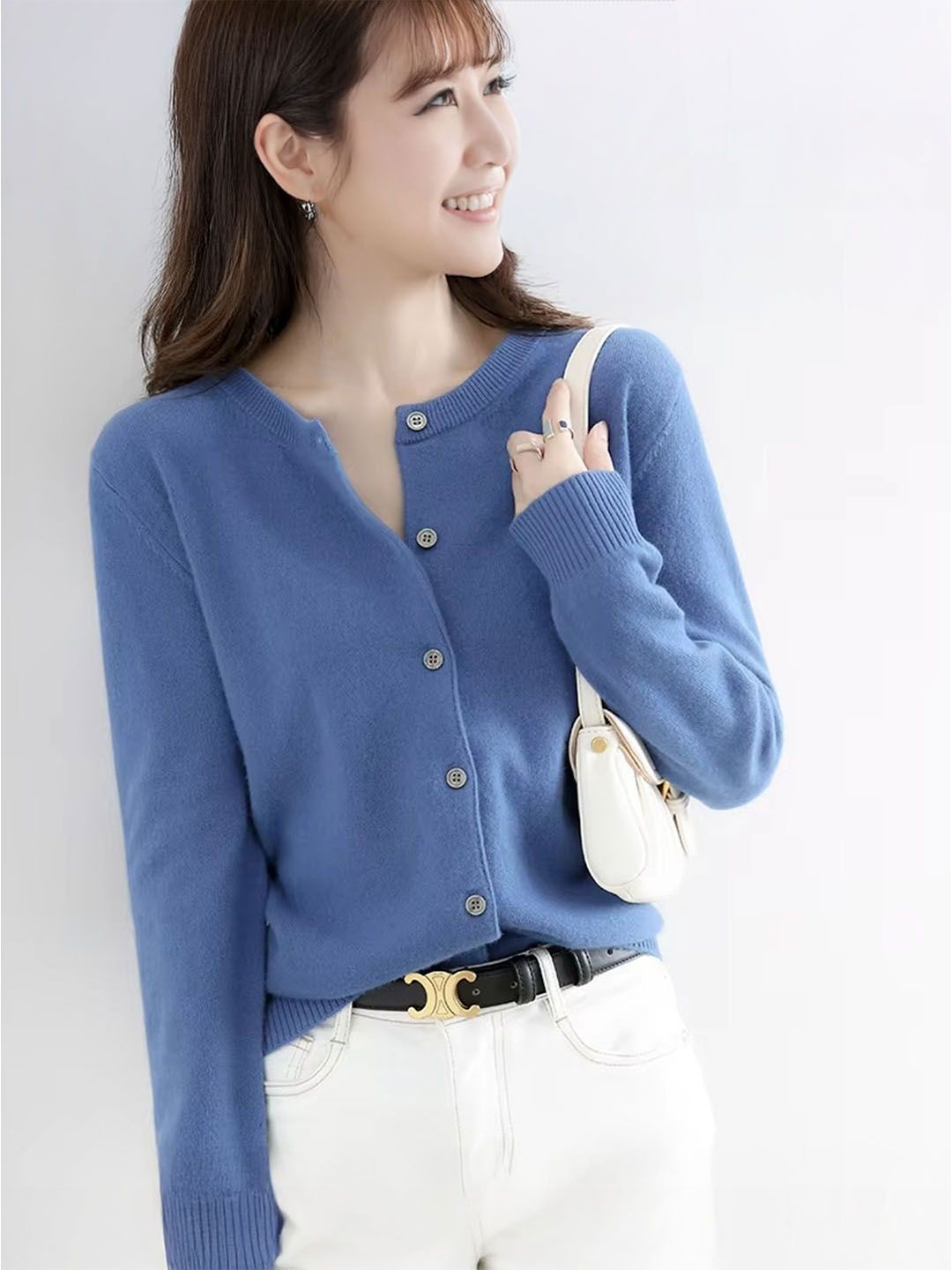 

StyleCast Women Round Neck Cardigan Sweaters, Blue