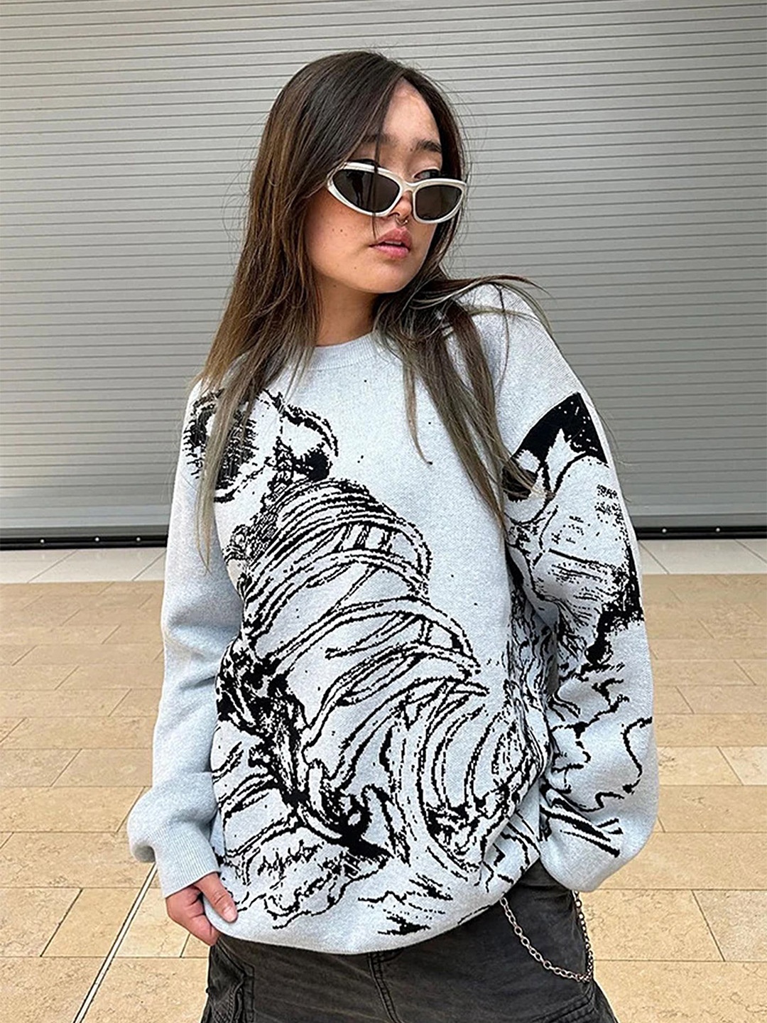 

LULU & SKY Women Printed Pullover, Grey