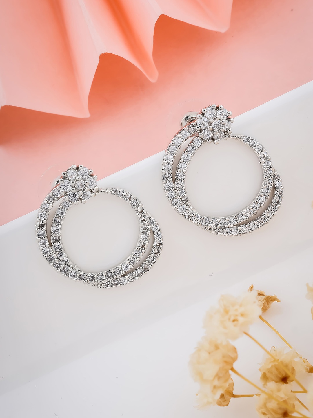 

Wynona Silver-Plated Contemporary American Diamond Studs