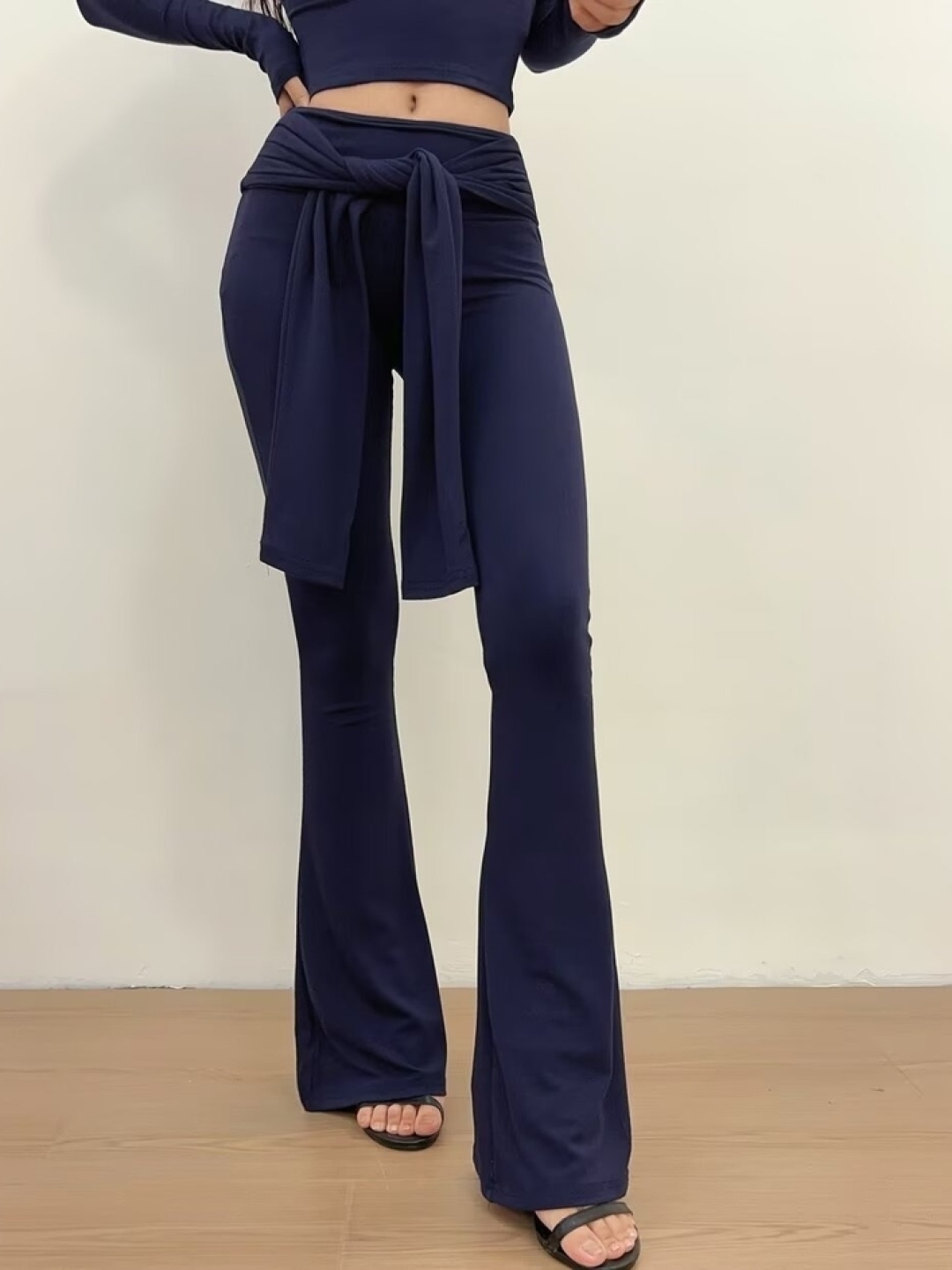 

LULU & SKY Women Bootcut Trousers, Navy blue