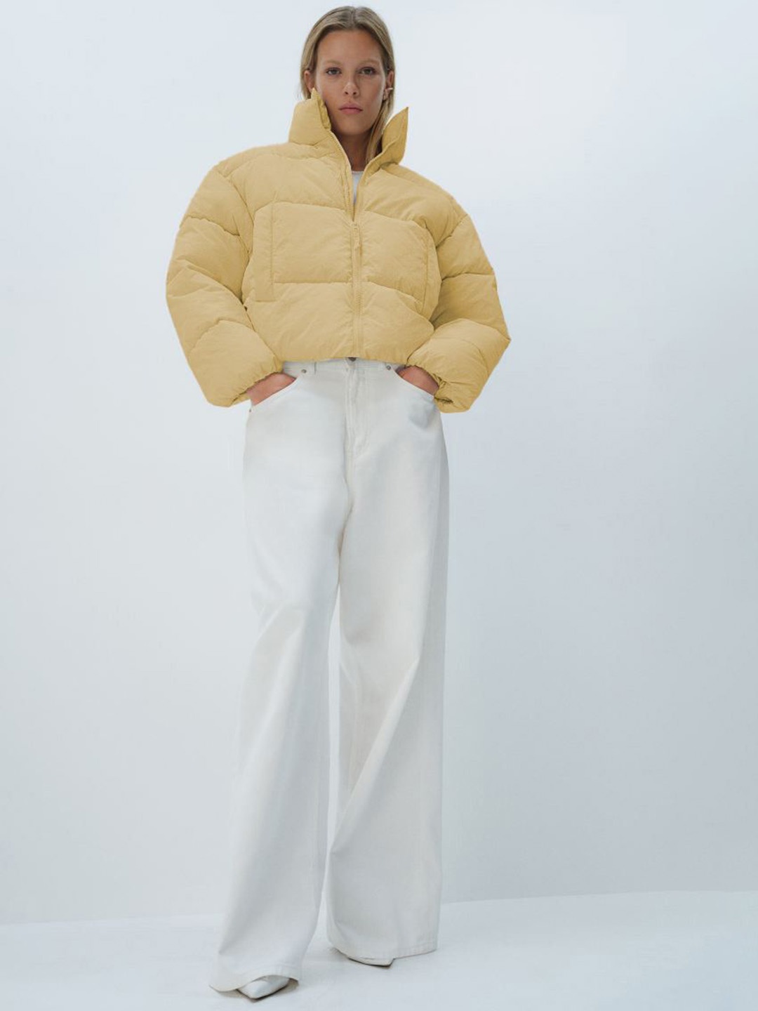 

Stylecast X Kotty Women Solid Crop Insulator Puffer Jacket, Yellow