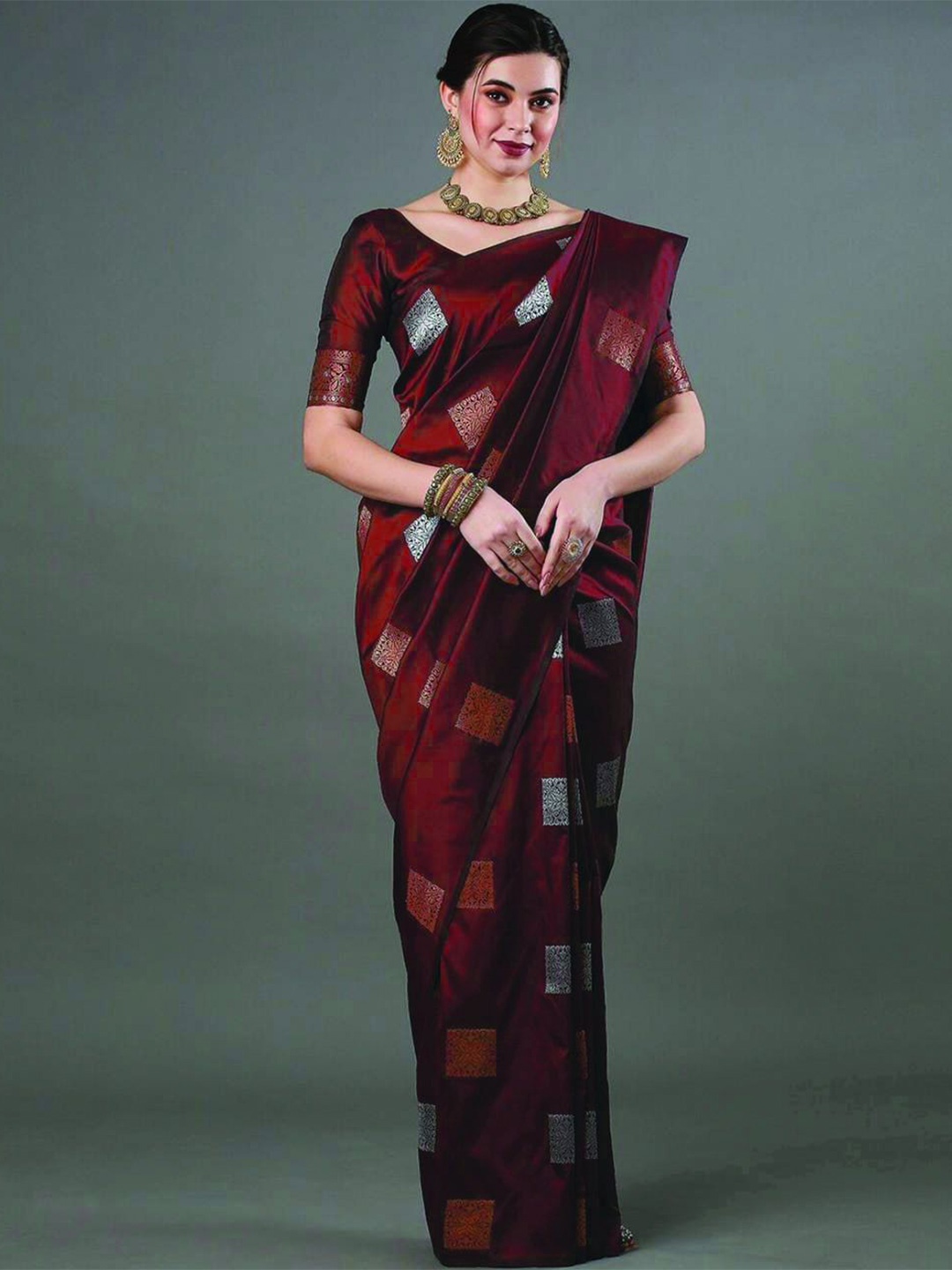 

Visit Wear Woven Design Zari Pure Silk Banarasi Saree, Maroon