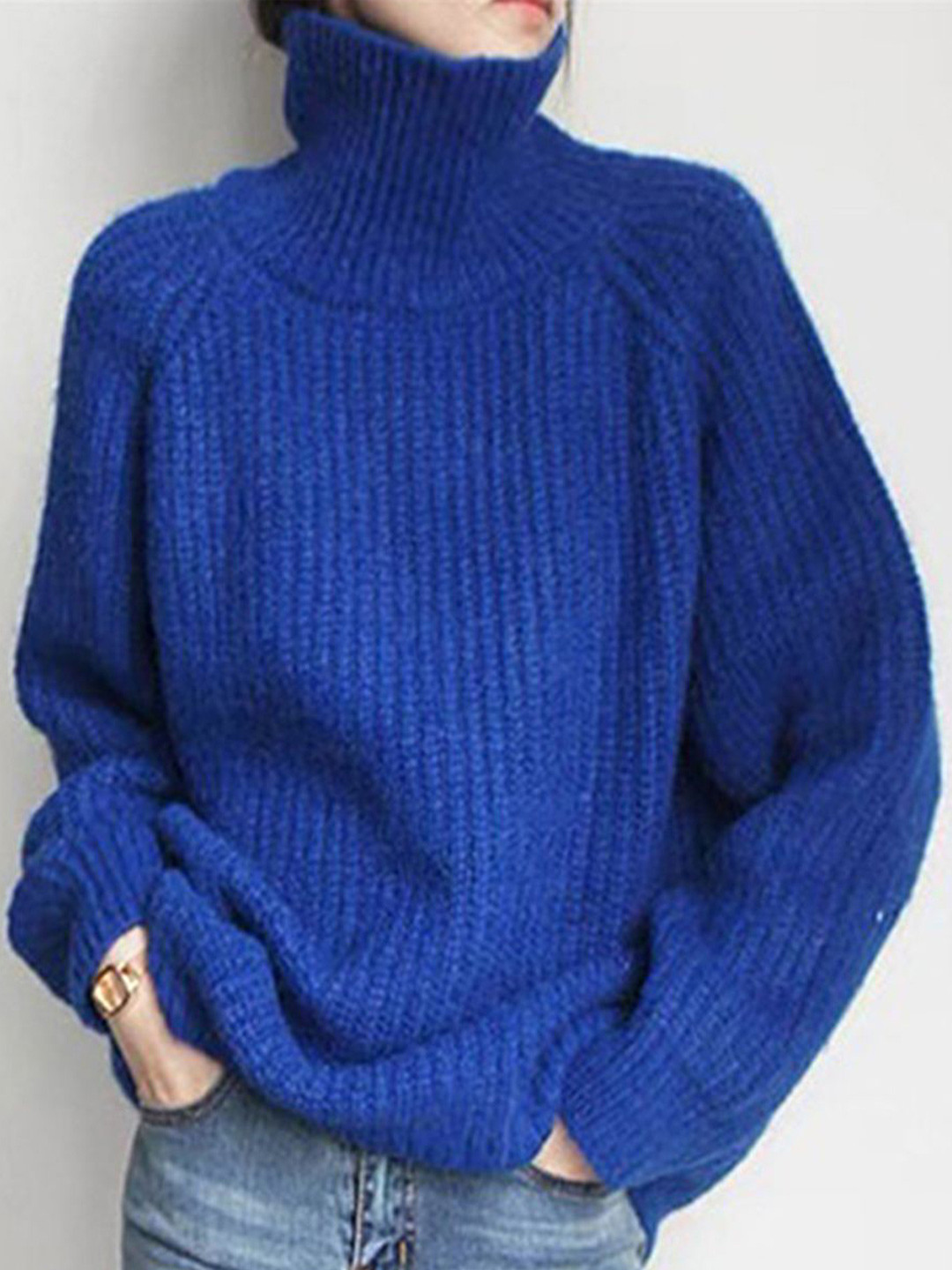 

LULU & SKY Women Ribbed Pullover, Blue