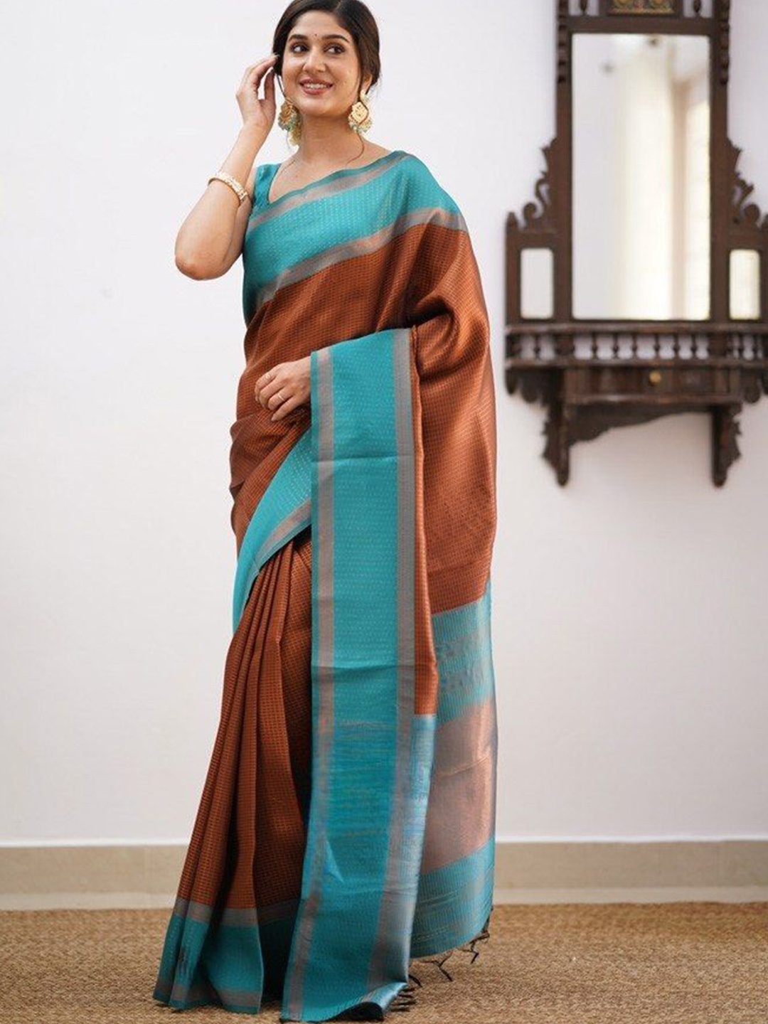 

Visit Wear Woven Design Zari Pure Silk Banarasi Saree, Brown