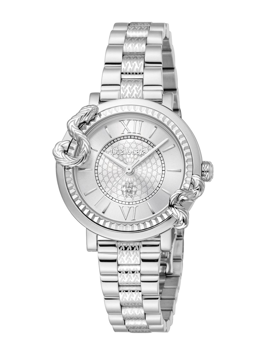 

Roberto Cavalli Women Embellished Dial & Stainless Steel Straps Analogue Watch RC5L055M0015, Silver
