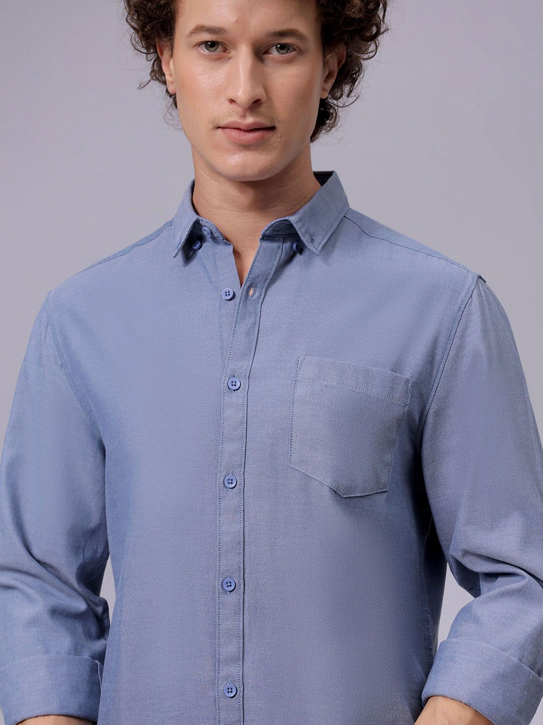 

The Indian Garage Co Men Slim Fit Solid Casual Shirt, Blue