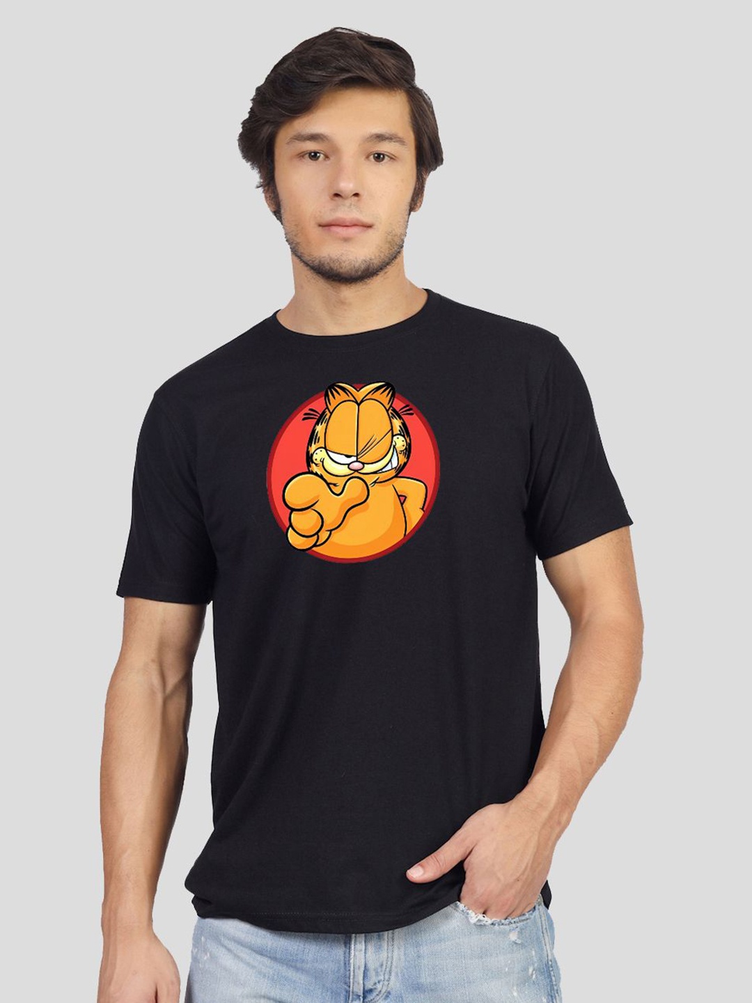 

Greylongg Men Garfield Printed Cotton T-shirt, Black