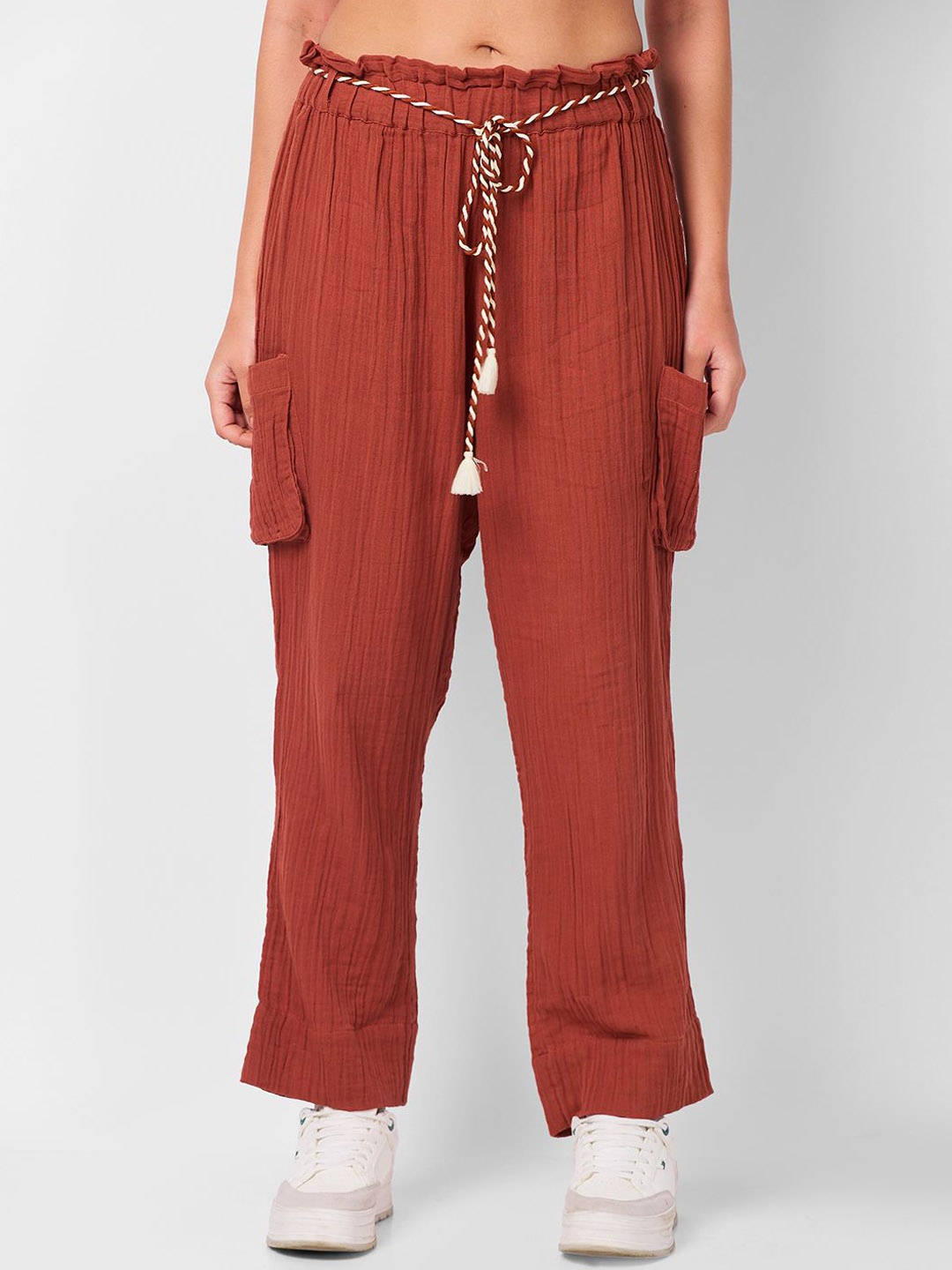 

IZEL Women Loose Fit Trousers, Brown