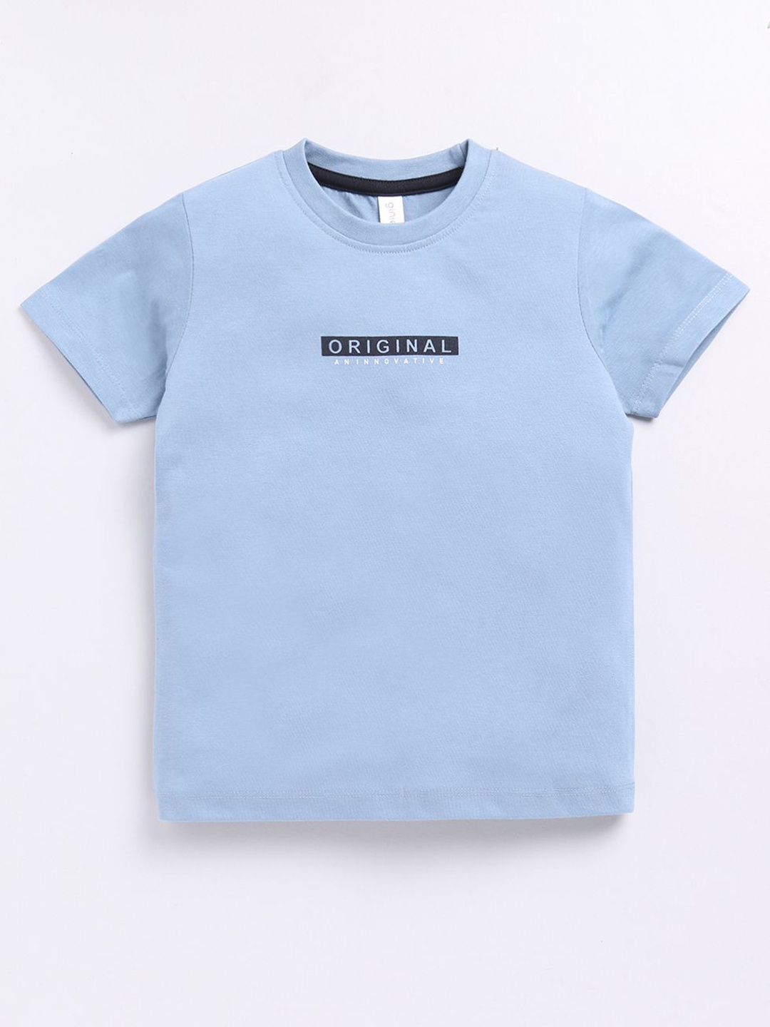 

Ginie Boys Typography Printed Cotton T-shirt, Blue