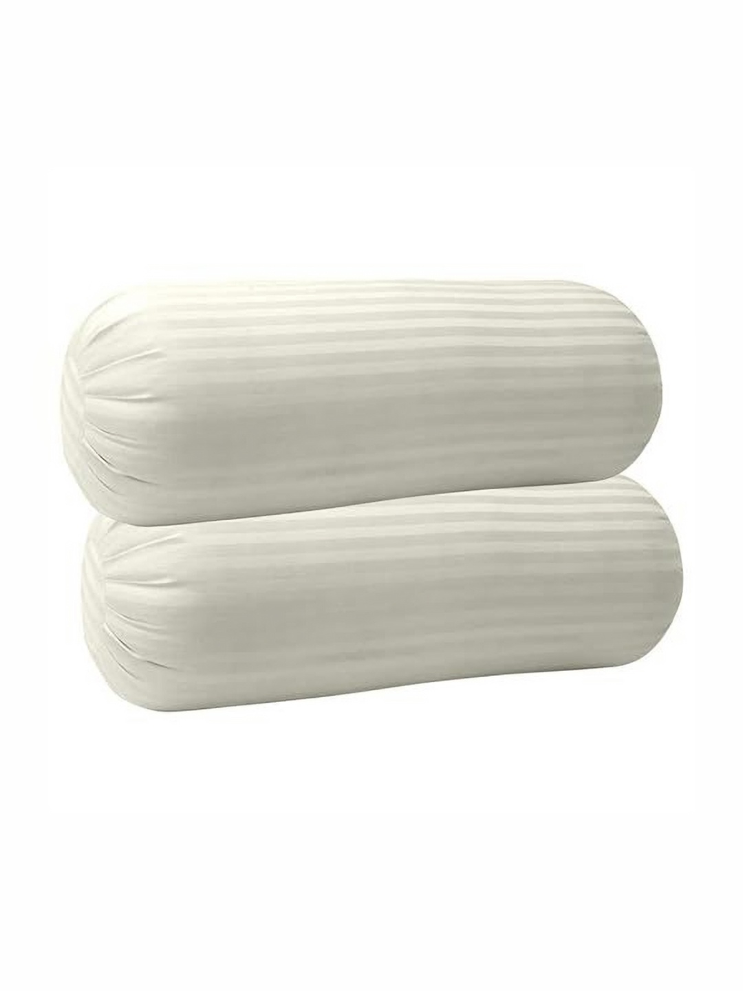 

Trance Home Linen White 2 Pieces Striped Pure Cotton 200TC Bolster Covers