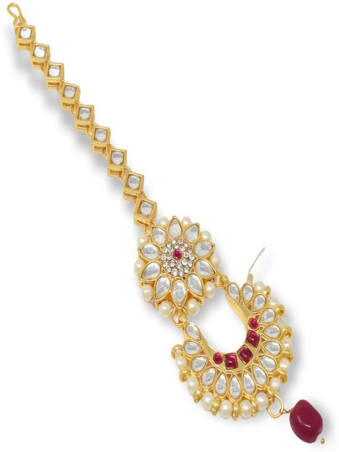 

MEIRA JEWELLERY Gold-Plated Artificial Stones Studded Maang Tikka Head Jewellery