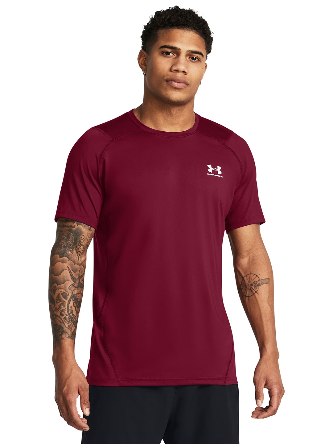 

UNDER ARMOUR Brand Logo Print Detail Raglan Sleeves Slim Fit Heat Gear Training T-shirt, Maroon