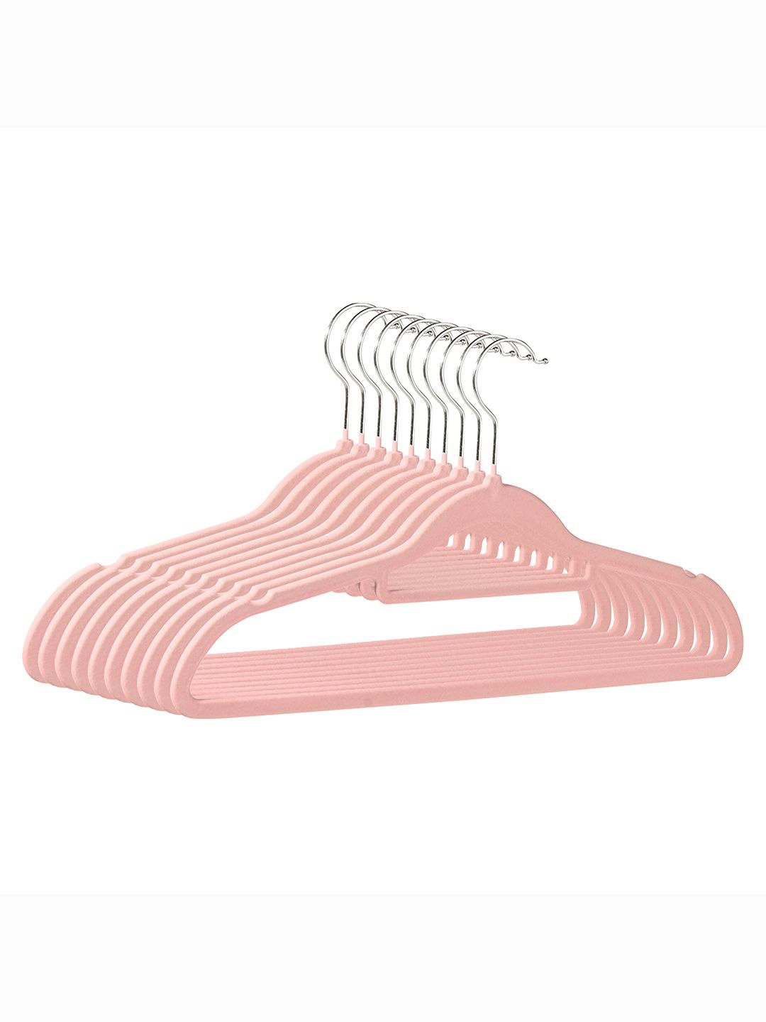 

Kuber Industries 10-Pcs Pink Velvet Cloth Hangers